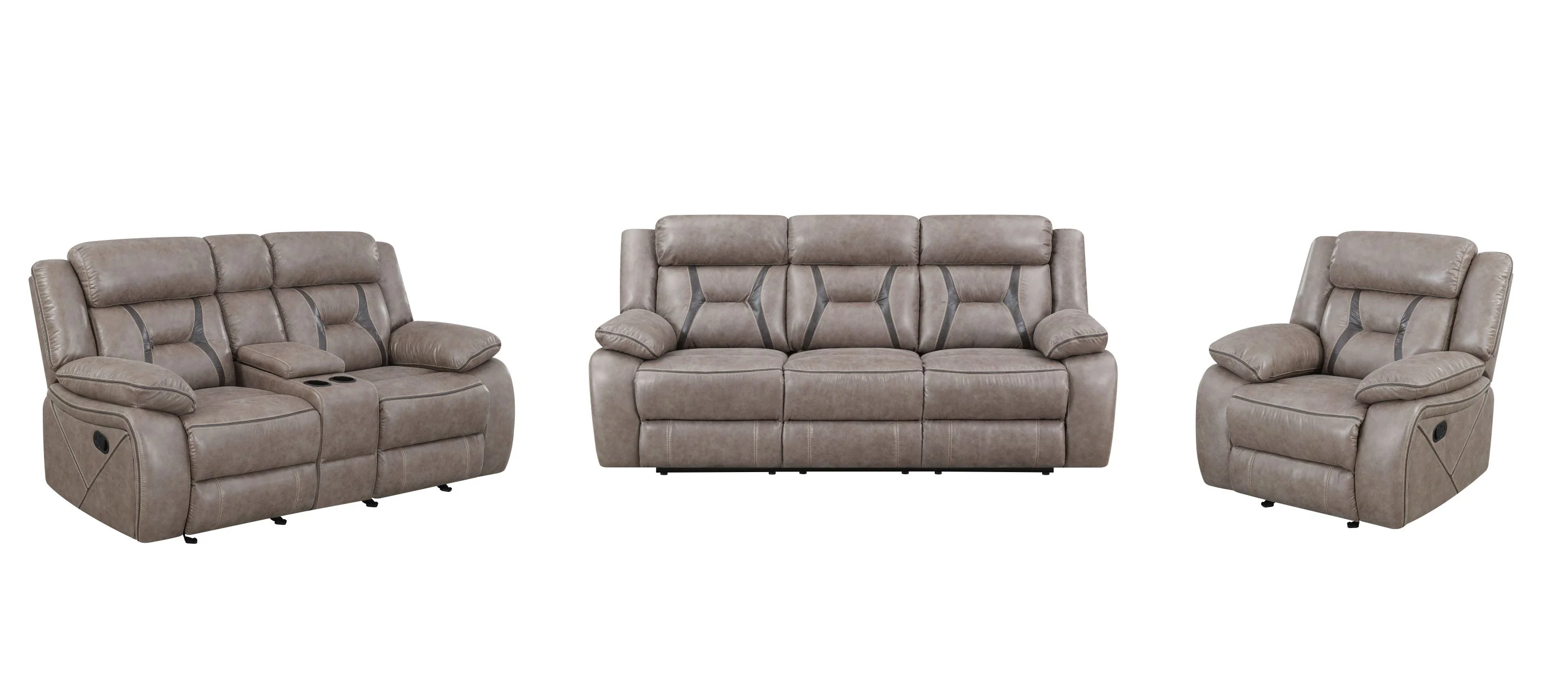 Steve Silver Tyson - 3 Piece Manual Reclining Living Room Set - Gray - Image 4
