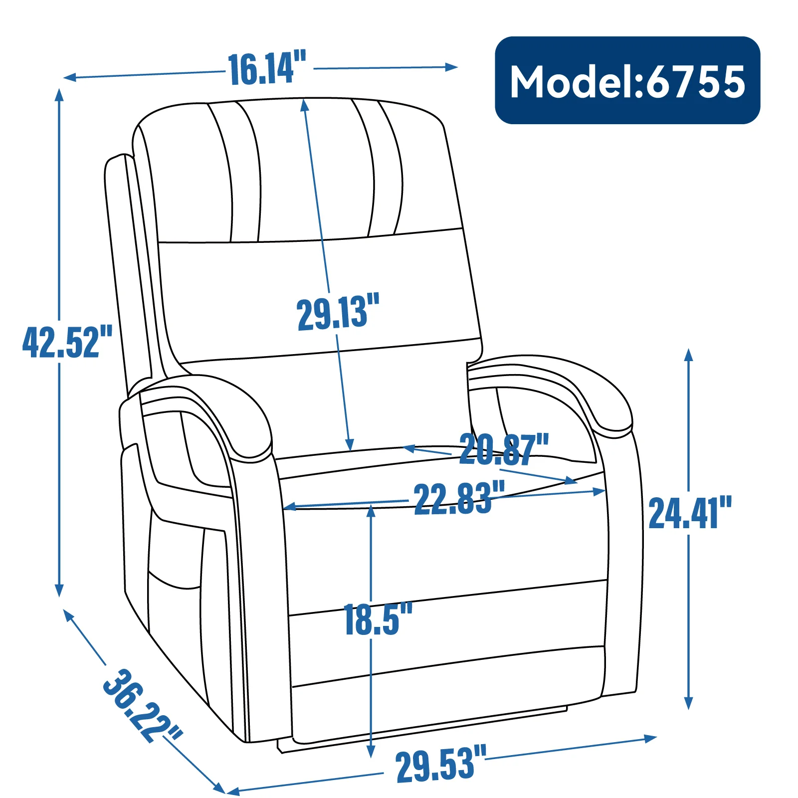 Power Blue Chenille Lift Recliner Chair Dual Motor Infinite Position Up to 350 LBS with Solid Wood Armrests, Heat Massage and Heavy Duty Motion Mechanism - Image 17