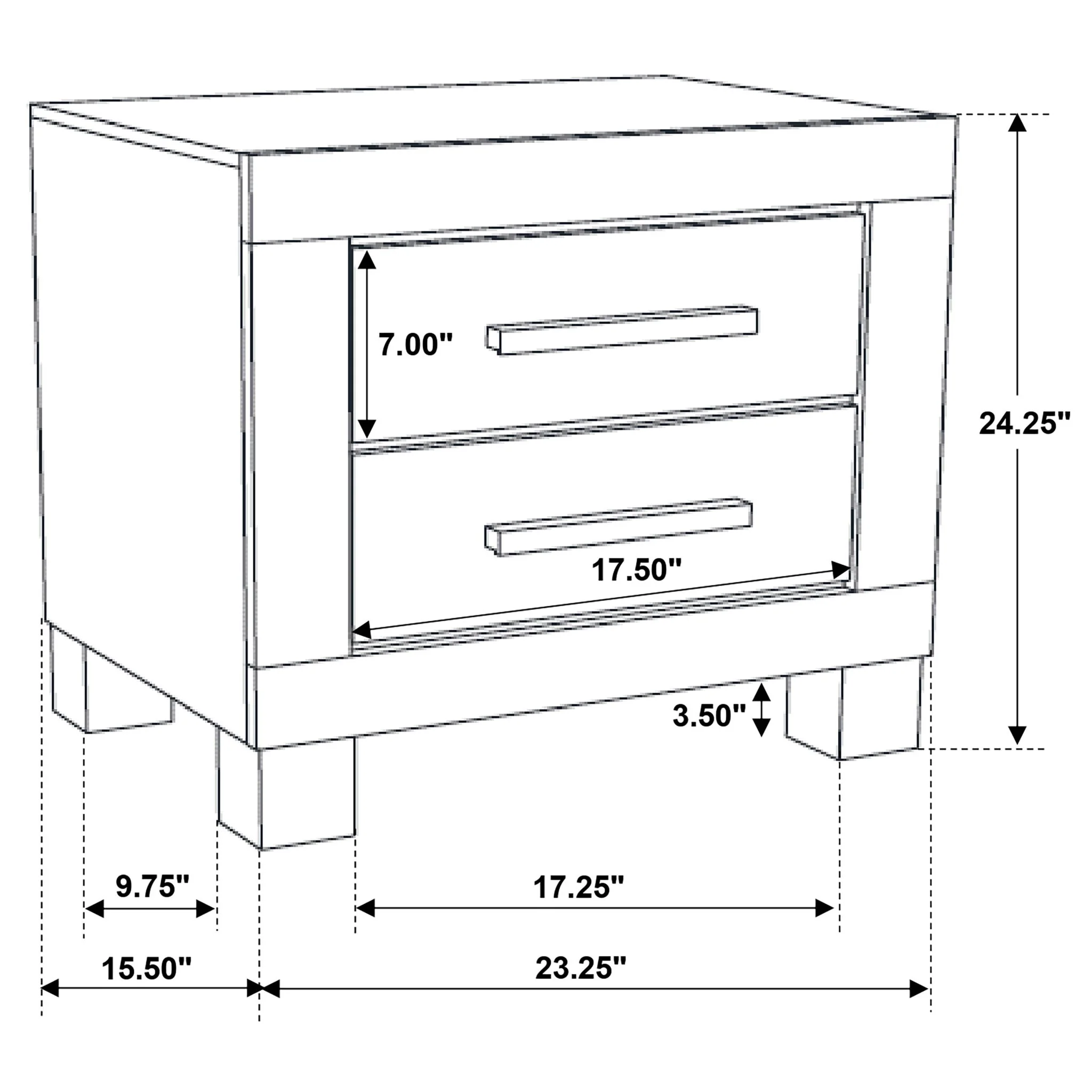 2 Drawer Nightstand - Brown Wood - Image 2