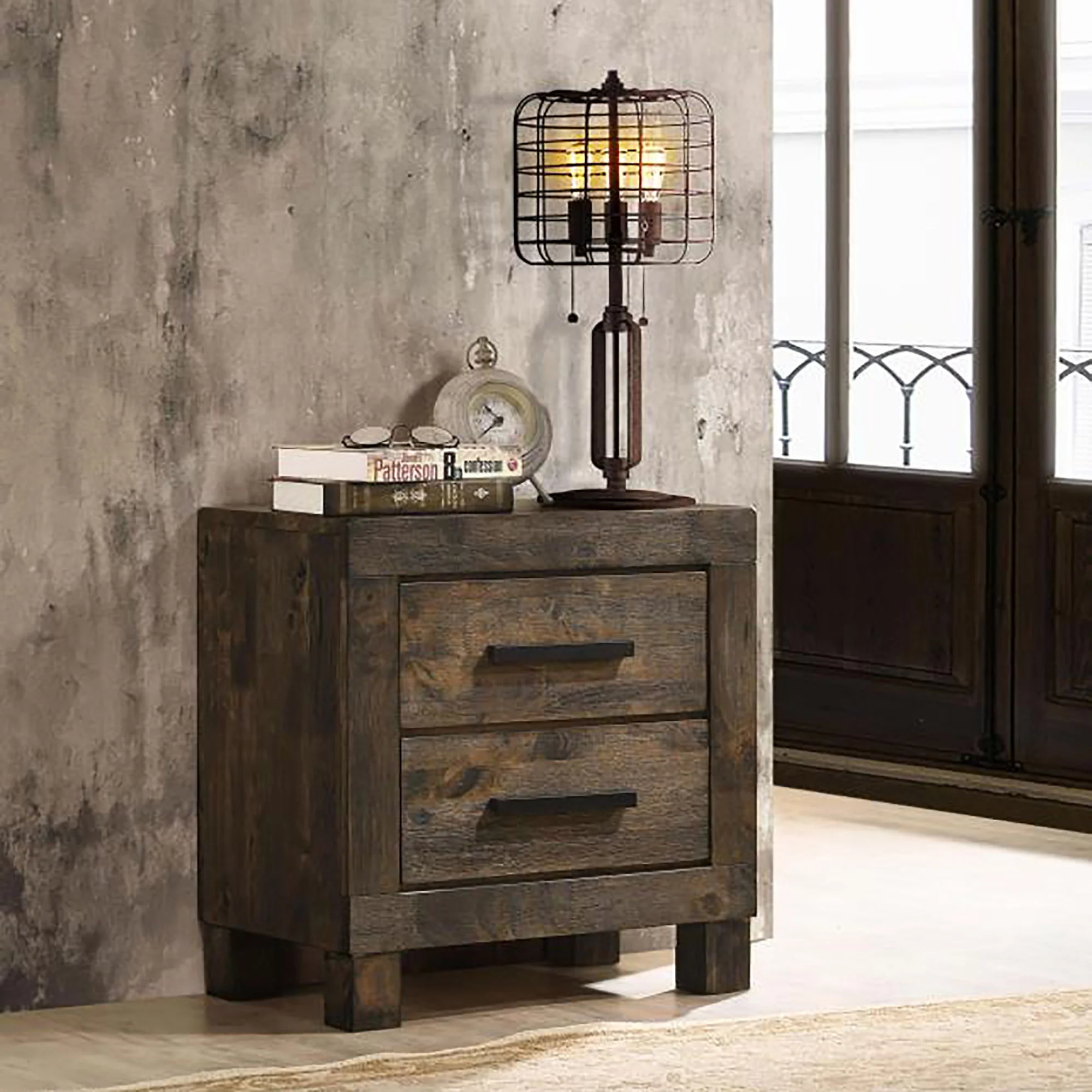 2 Drawer Nightstand - Brown Wood - Image 4