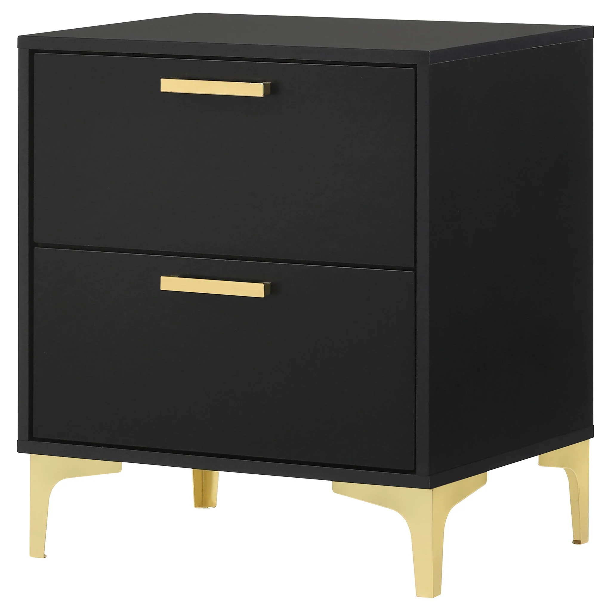 2 Drawer Rectangular Nightstand - Black - Image 2
