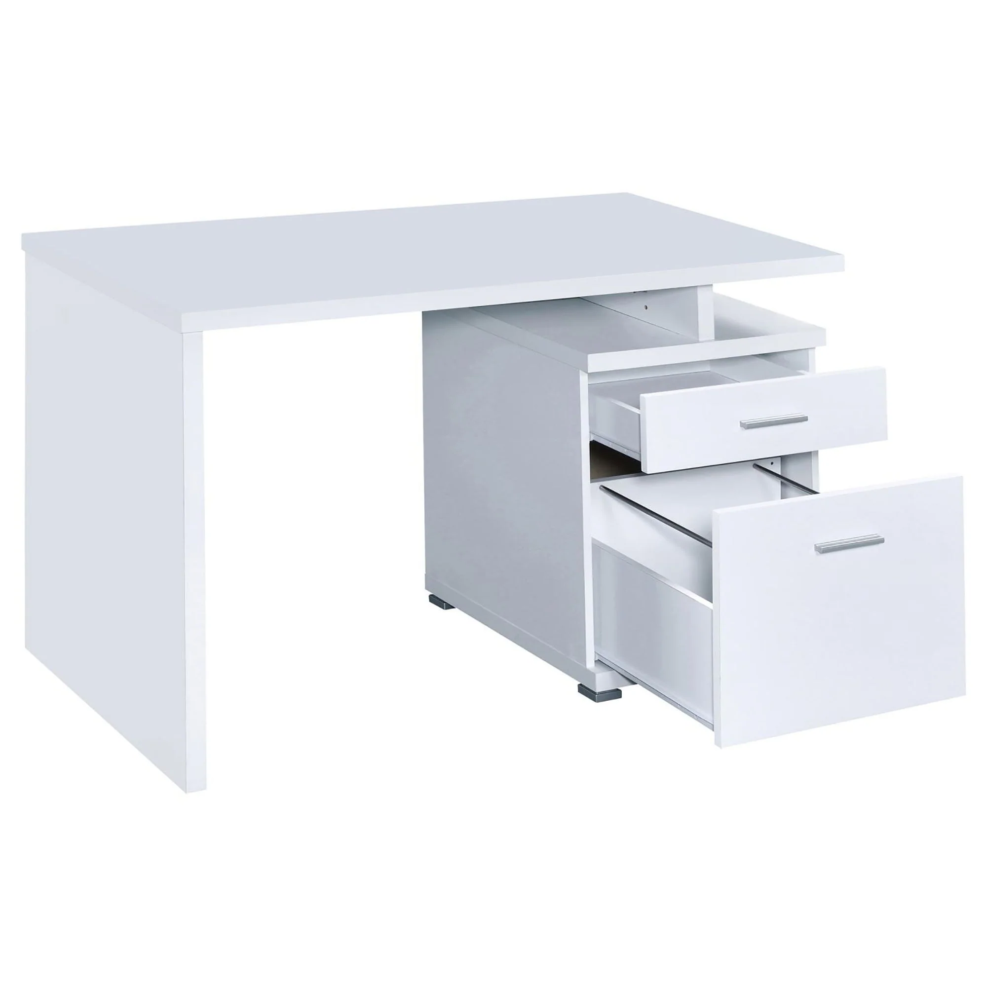 2 Drawer Reversible Office Desk With Modular Design - White - Image 3