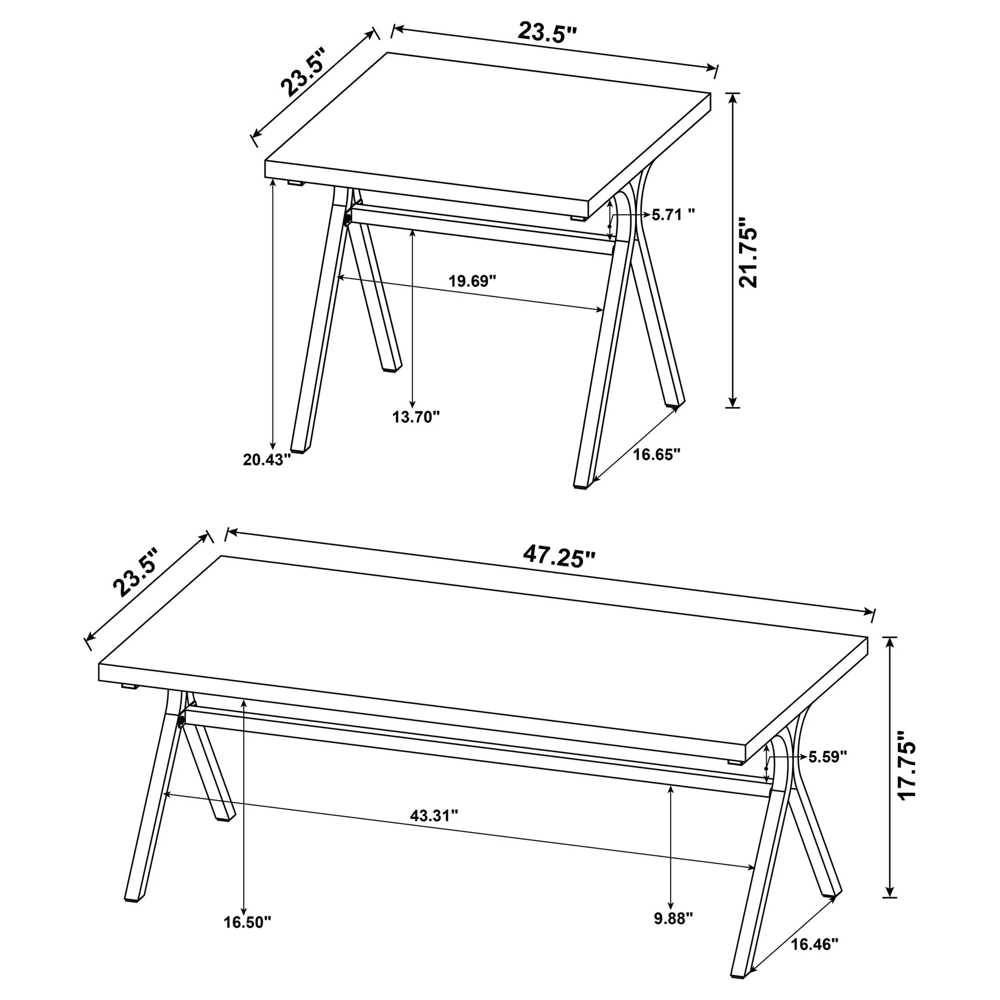 3 Piece Occasional Set, Coffee Table And 2 End Tables - Brown - Image 2