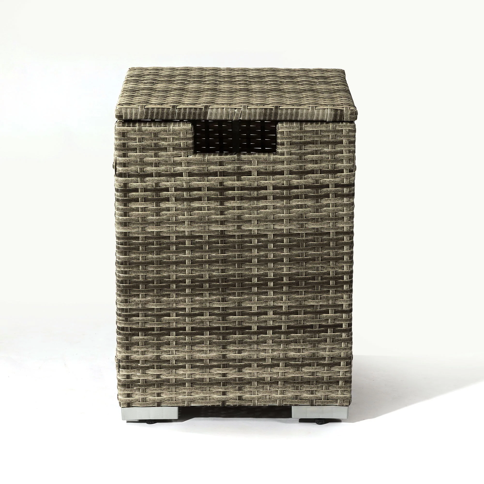 32" Propane Gas Fire Pit Table With Propane Tank Cover, 50000 Btu Rectangular Steel Fire Pit With Beautiful Wicker Base - Image 7