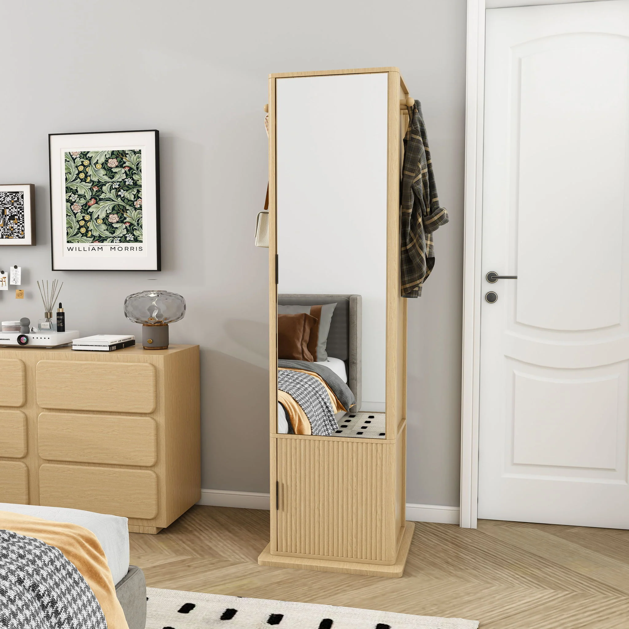 360° Rotating Makeup Cabinet With Full Length Mirror - Image 4