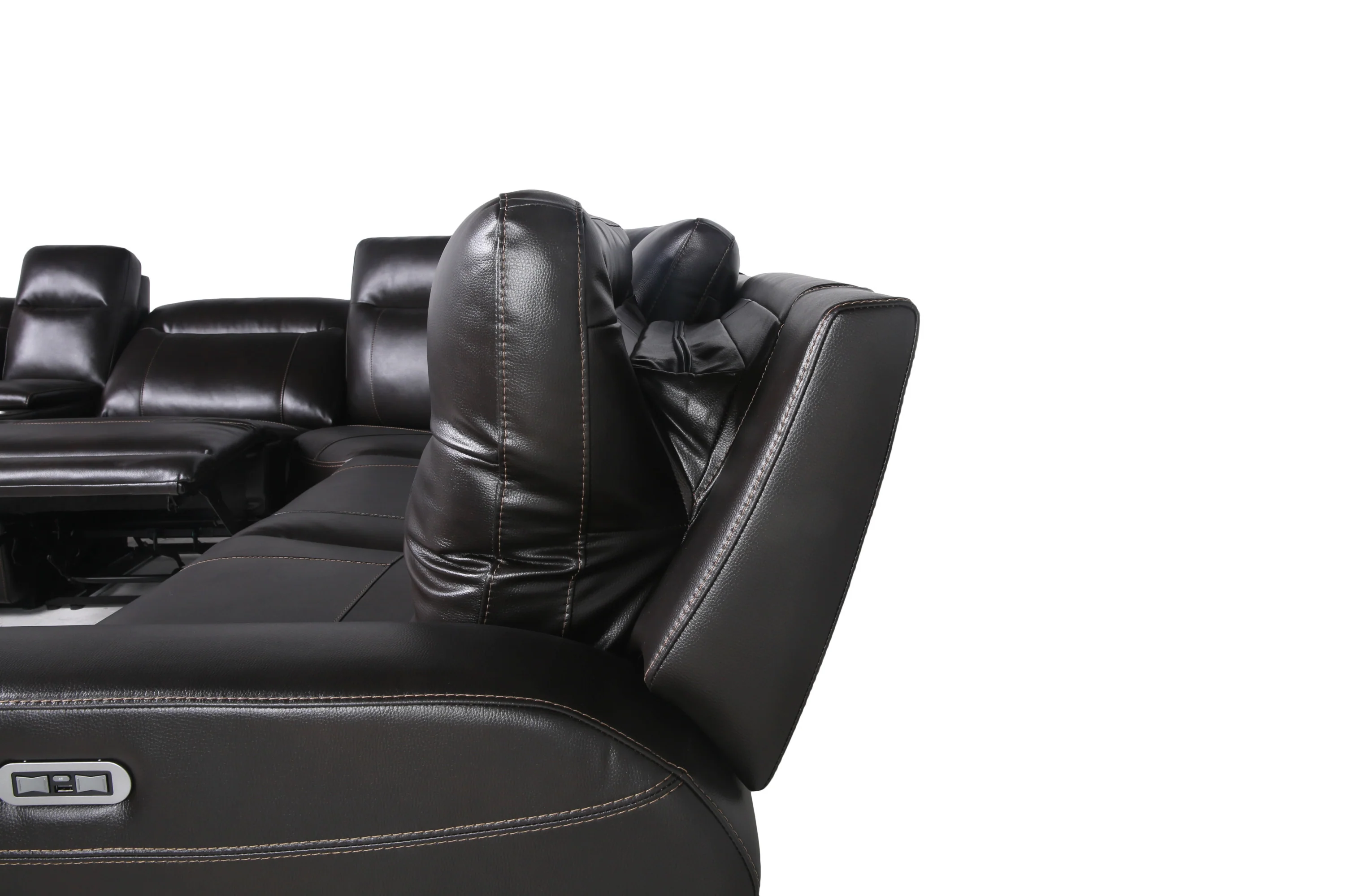 Steve Silver Doncella Dual-Power Leather Sectional - Dark Brown - Image 10
