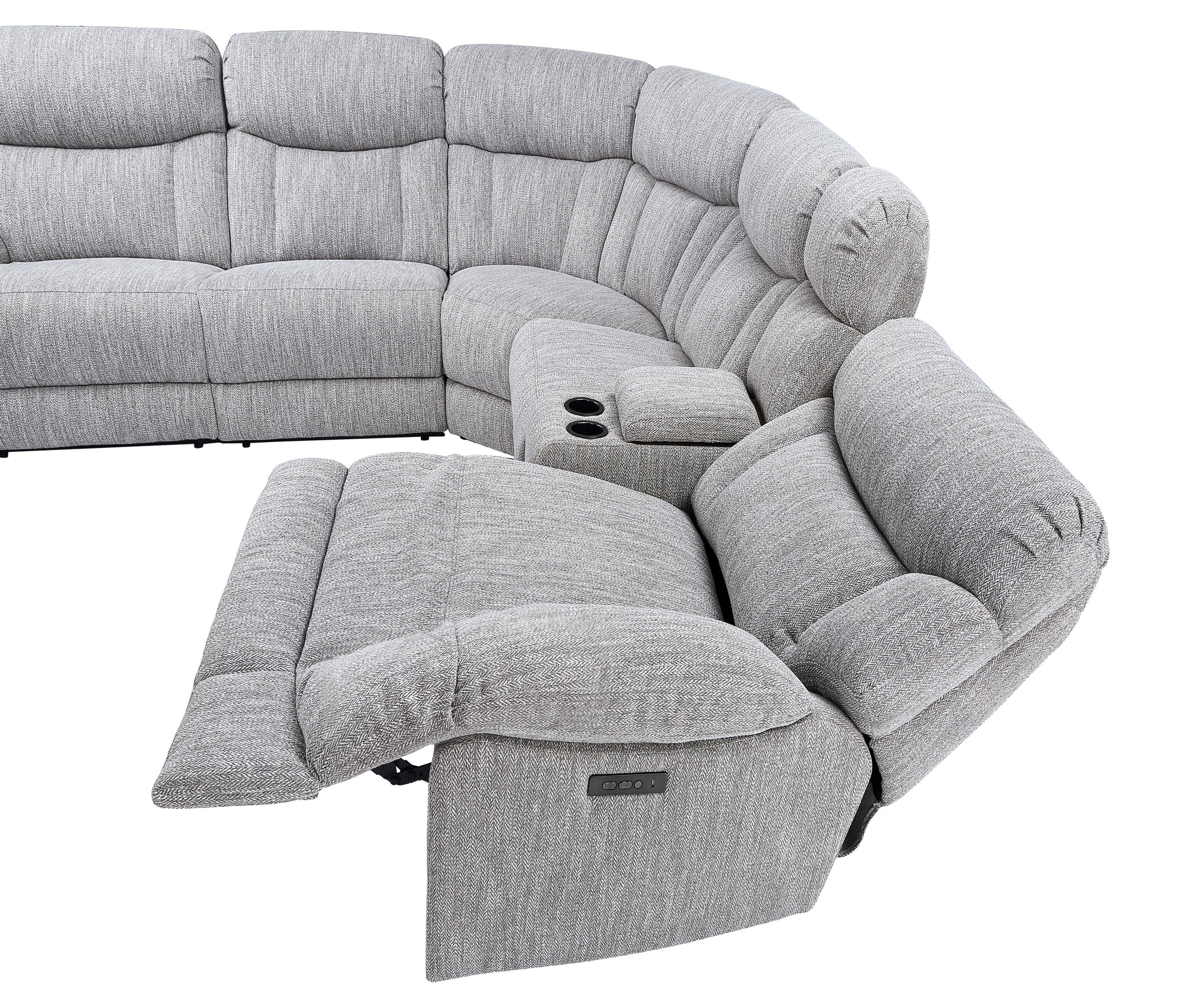 Steve Silver Park City - 5 Seat Power Reclining Sectional - Pearl Silver - Image 5