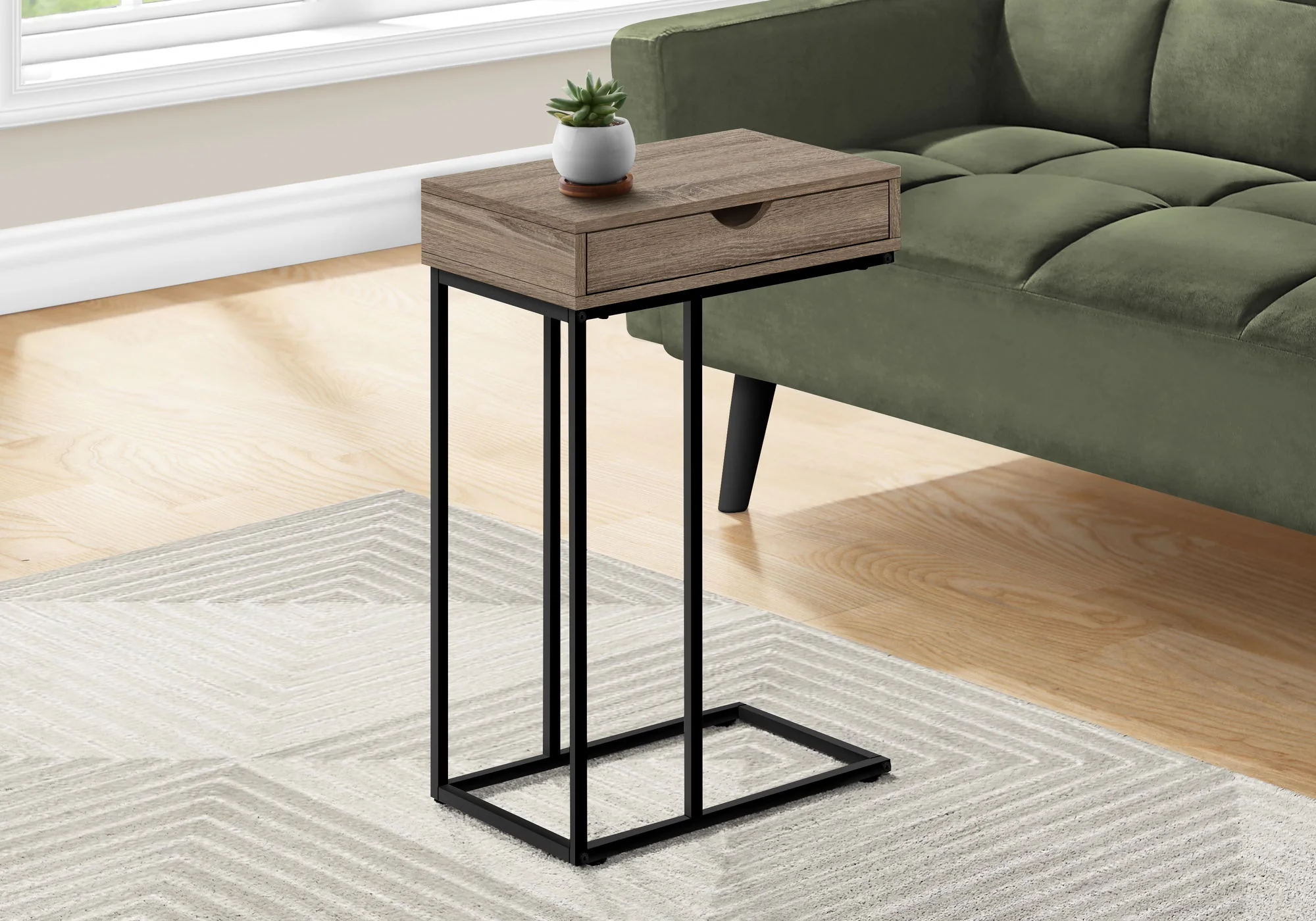 Accent Table, C - Shaped Contemporary & Modern Versatile Design - Image 2