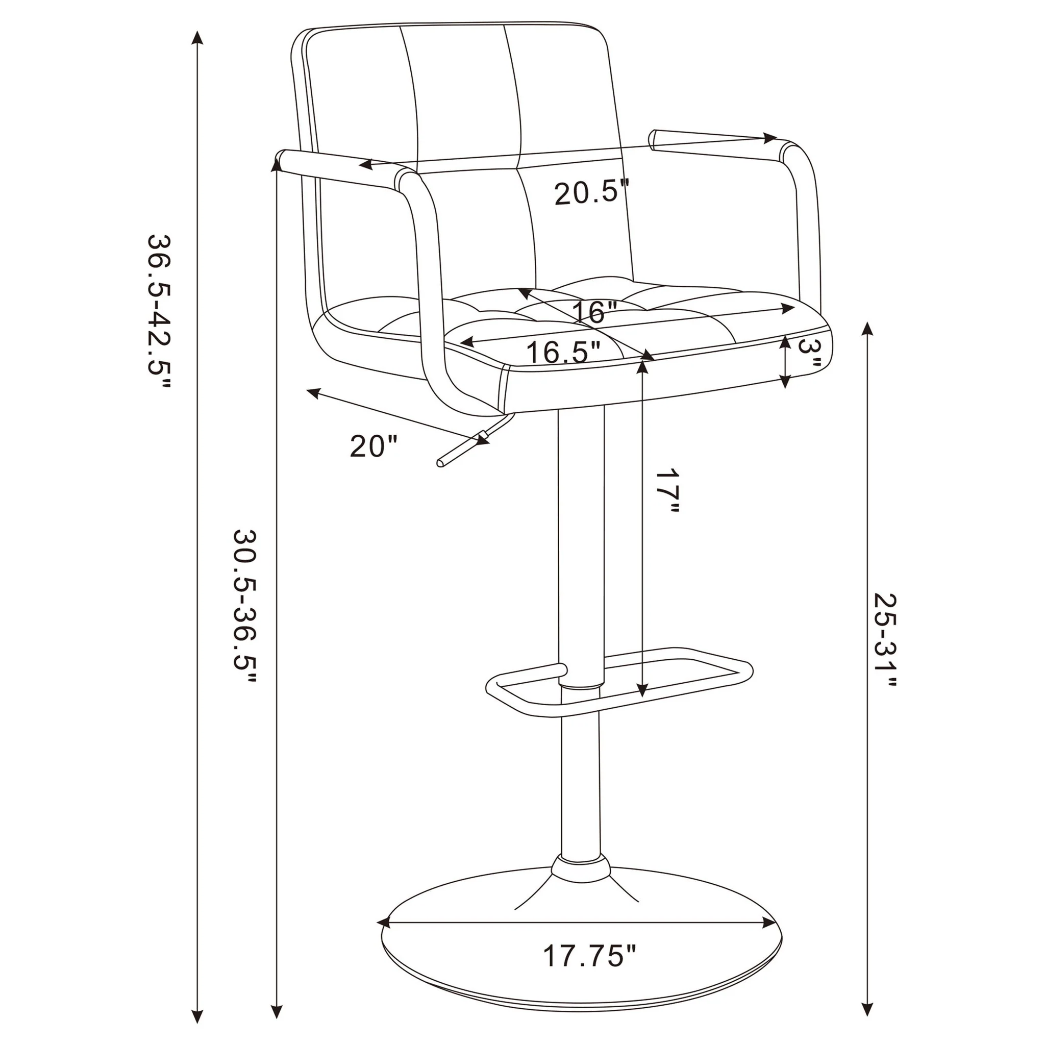 Adjustable Bar Stool With Hydraulic Height Adjustment - Image 5