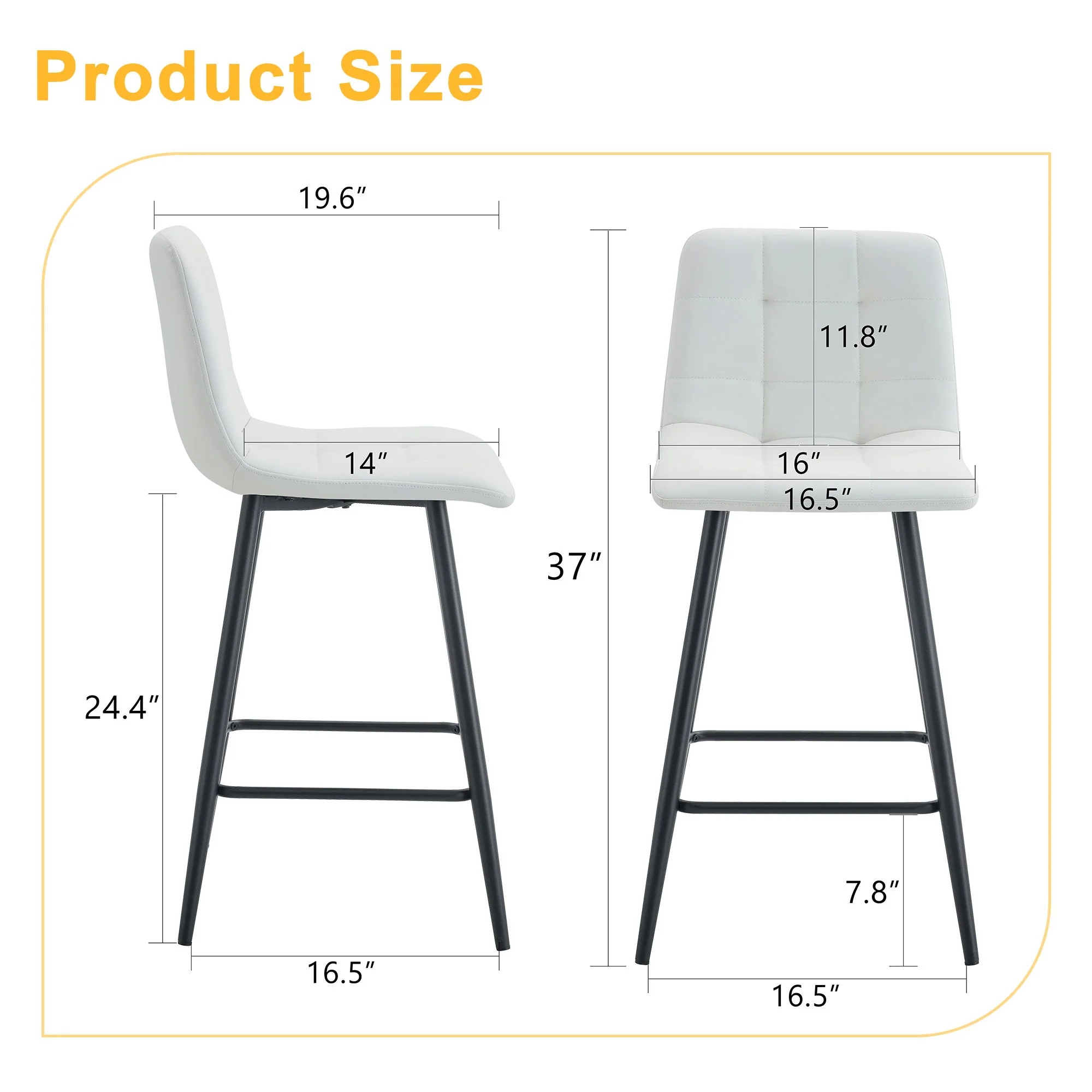 Bar Chair Set Comfortable With Metal Legs And Ergonomic Design - Image 2