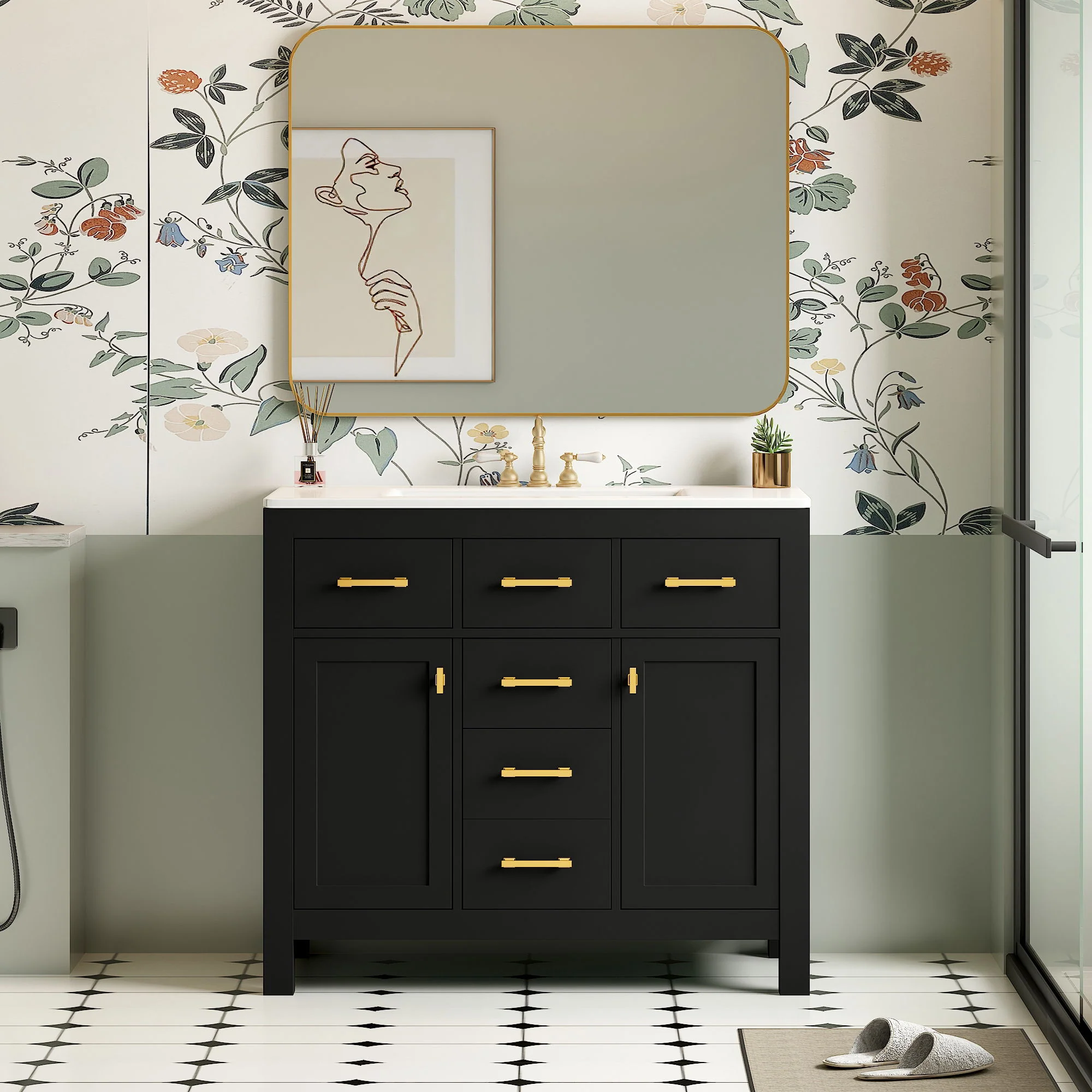 Bathroom Vanity With Sink Combo Set, Modern Bathroom Cabinet With 4 Drawers - Image 10