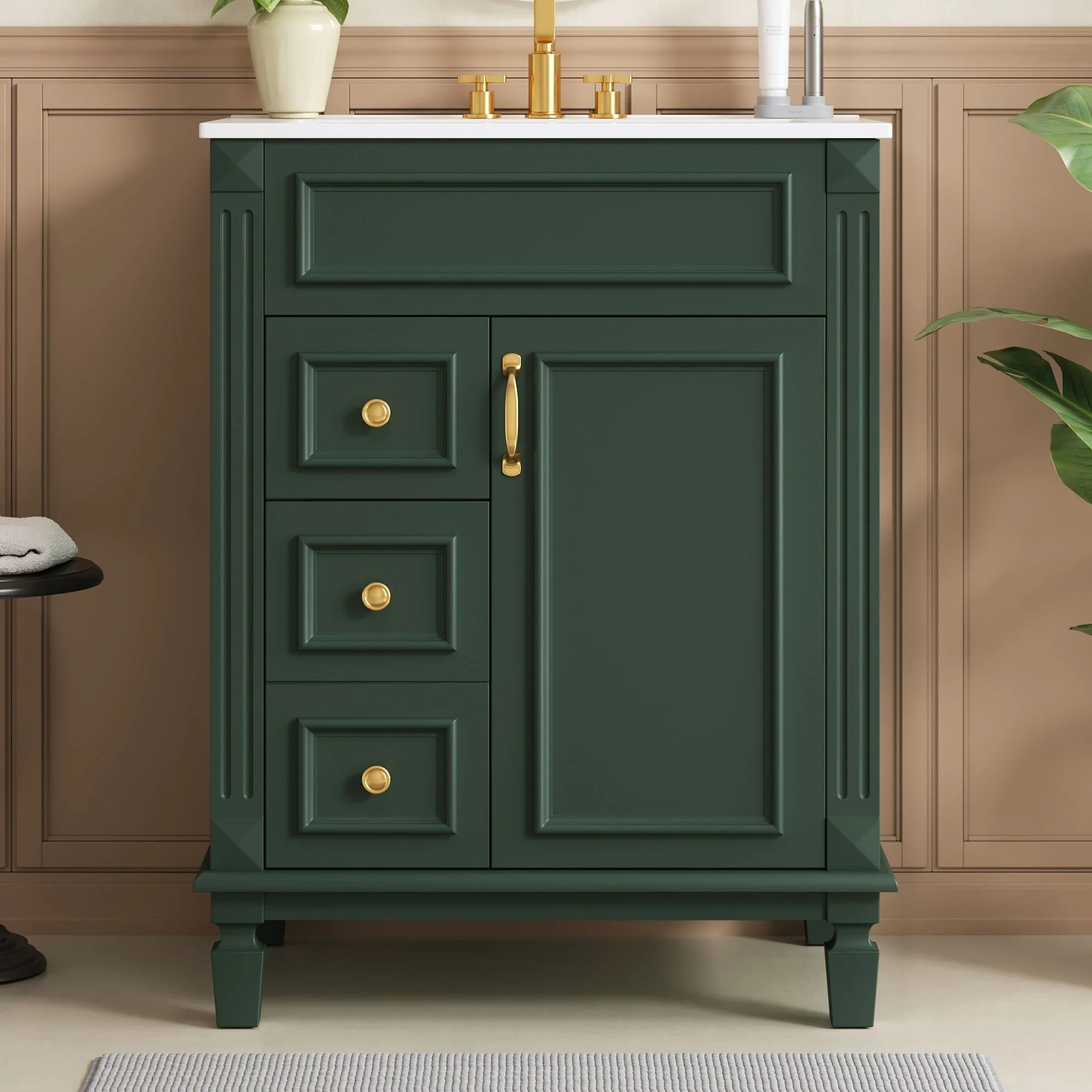Bathroom Vanity With Sink, Compact Cabinet & 2 Drawers And Adjustable Shelf - Image 8