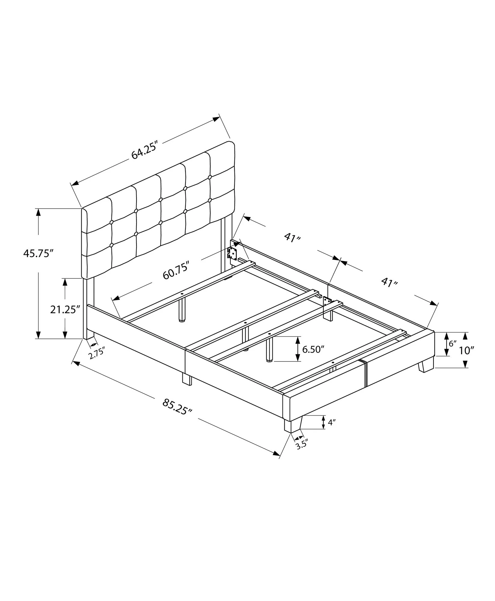 Bed, Upholstered, Frame Only, Transitional - Image 20