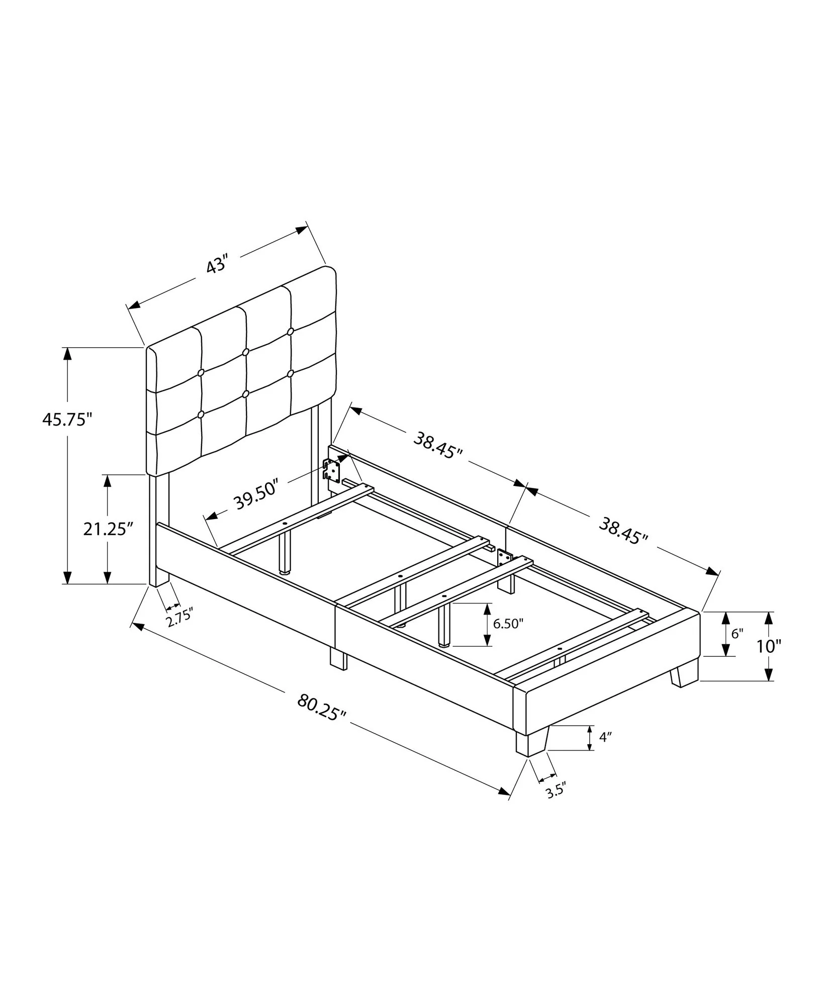 Bed, Upholstered, Frame Only, Transitional - Image 26