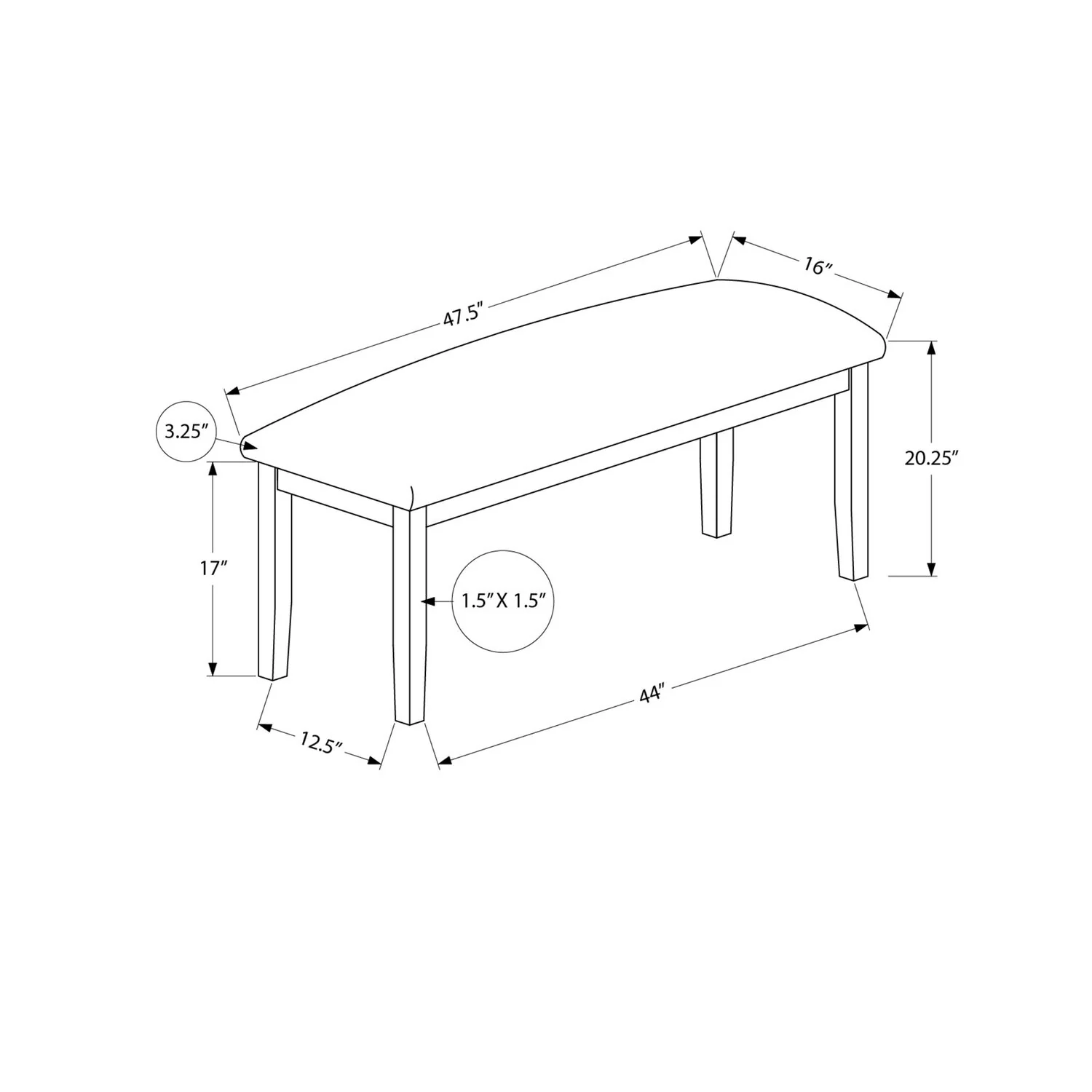 Bench, Rectangular, Hallway, Upholstered, Transitional - Image 10