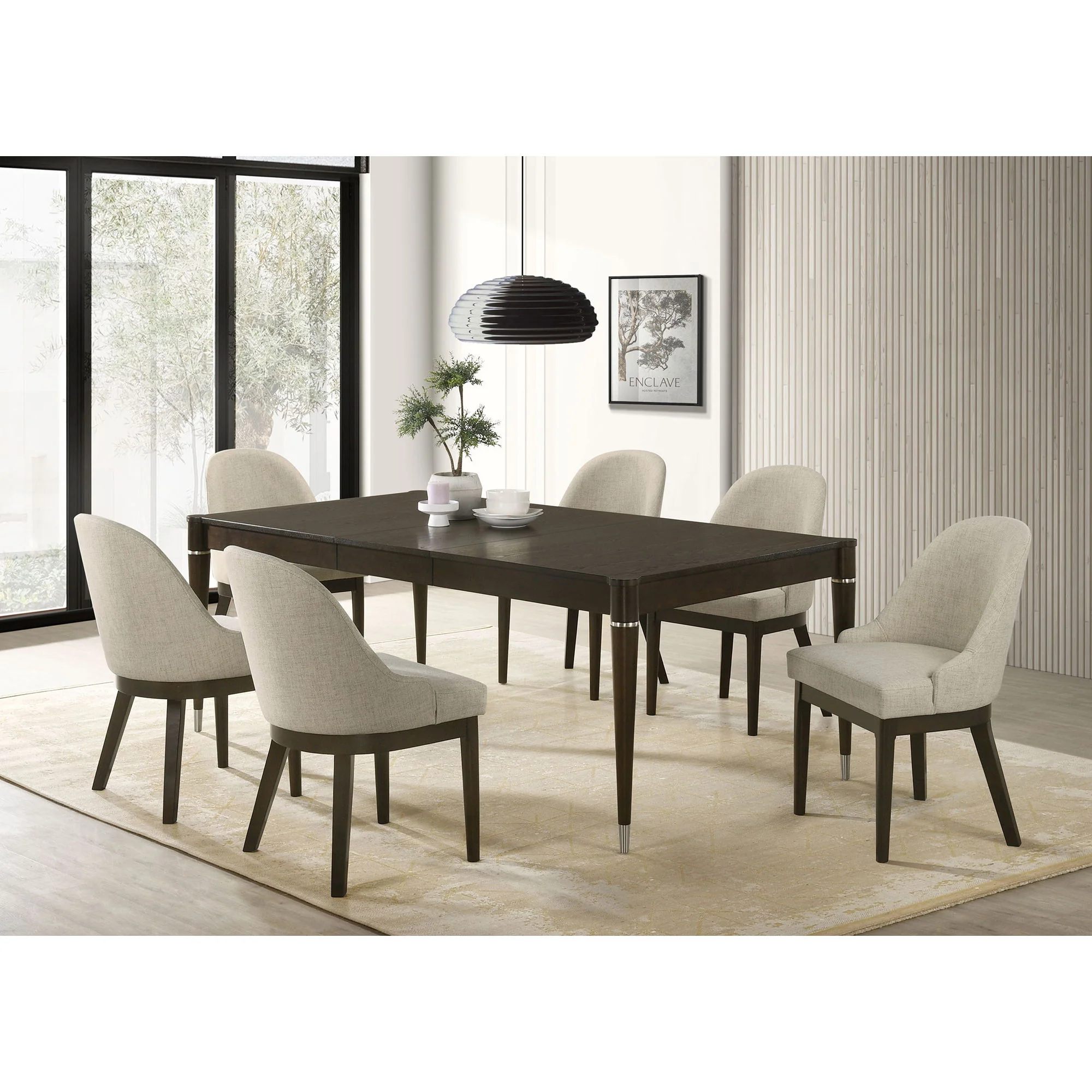 Blakely - 7 Piece Rectangular Dining Set With Extendable Table Upholstered Chairs - Ash Brown - Image 4