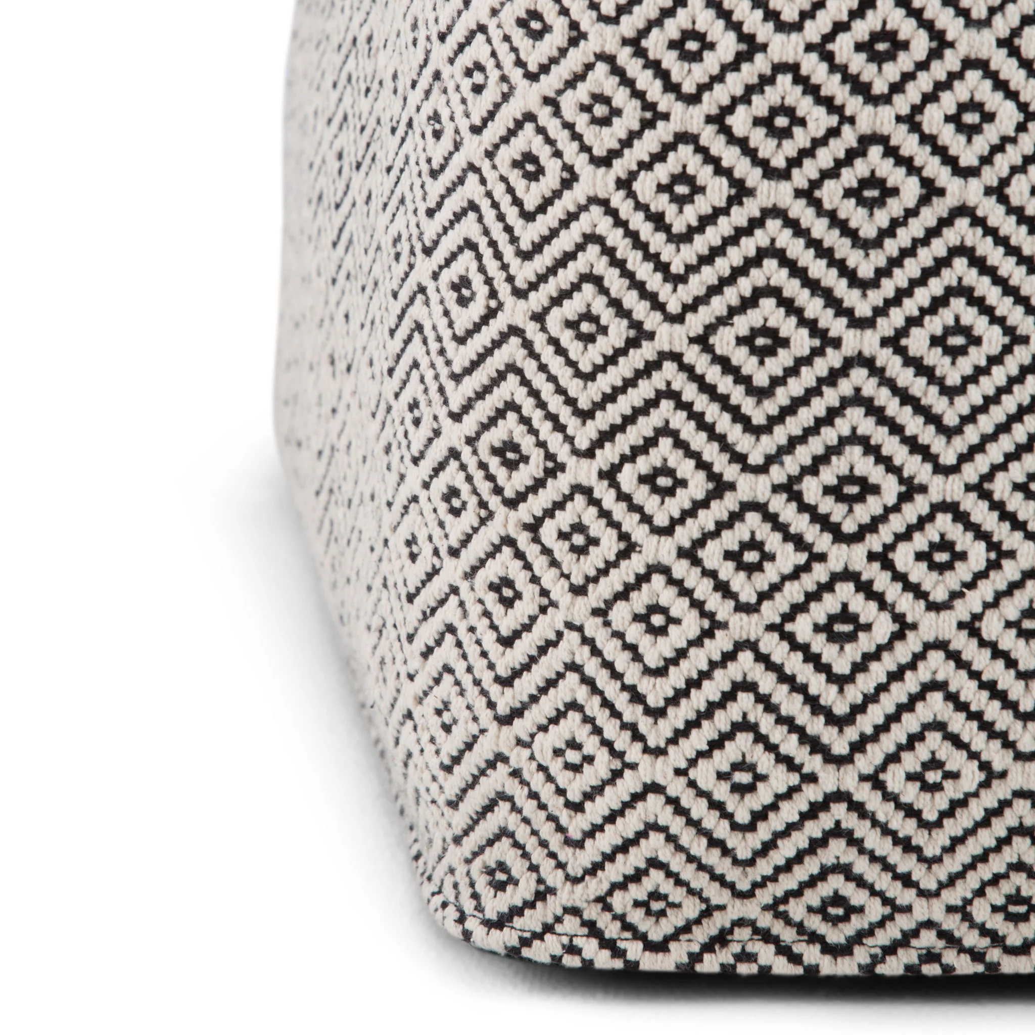 Brynn - Square Pouf - Patterned Black / Natural - Image 2