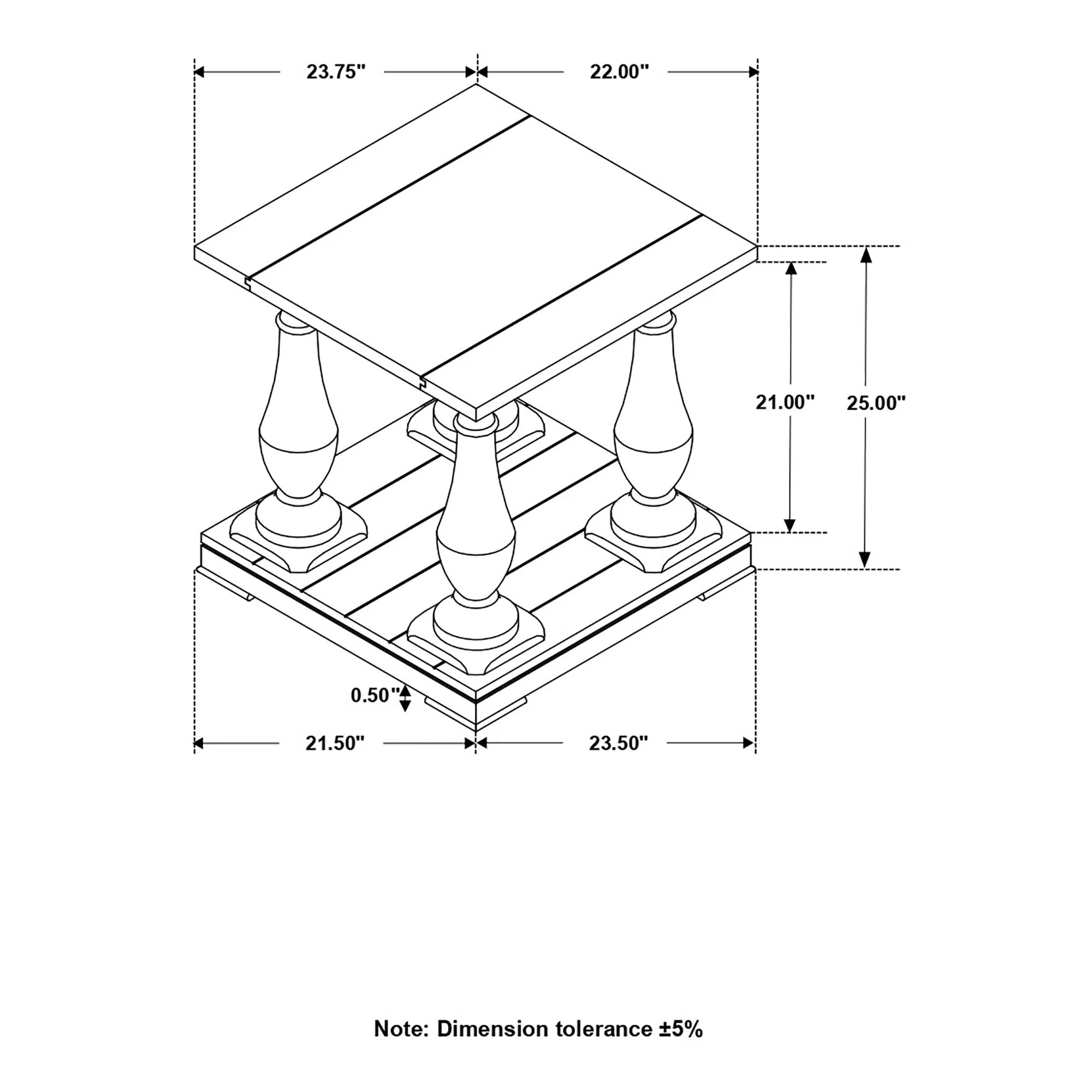 Byer - Rectangular Side End Table Coffee - Coffee - Image 4
