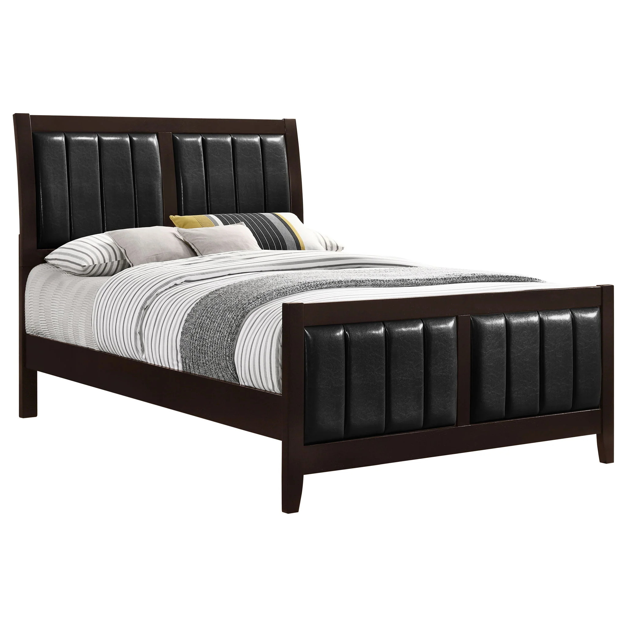 California King Upholstered Panel Bed With Headboard And Footboard - Cappuccino - Image 2