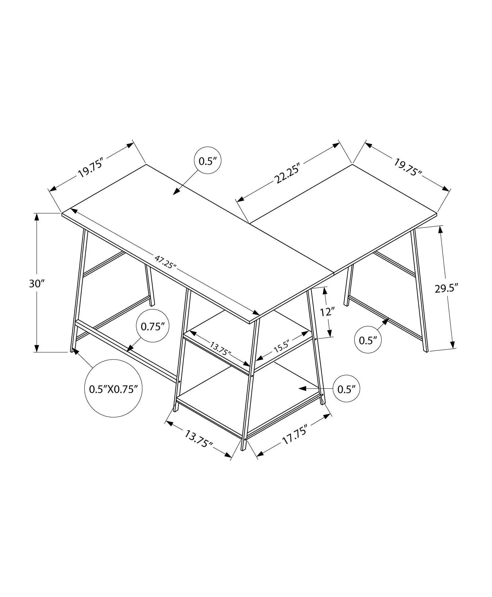 Computer Desk, Home Office, Corner, Storage Shelves, L Shape, Work, Laptop, Contemporary, Modern - Image 7