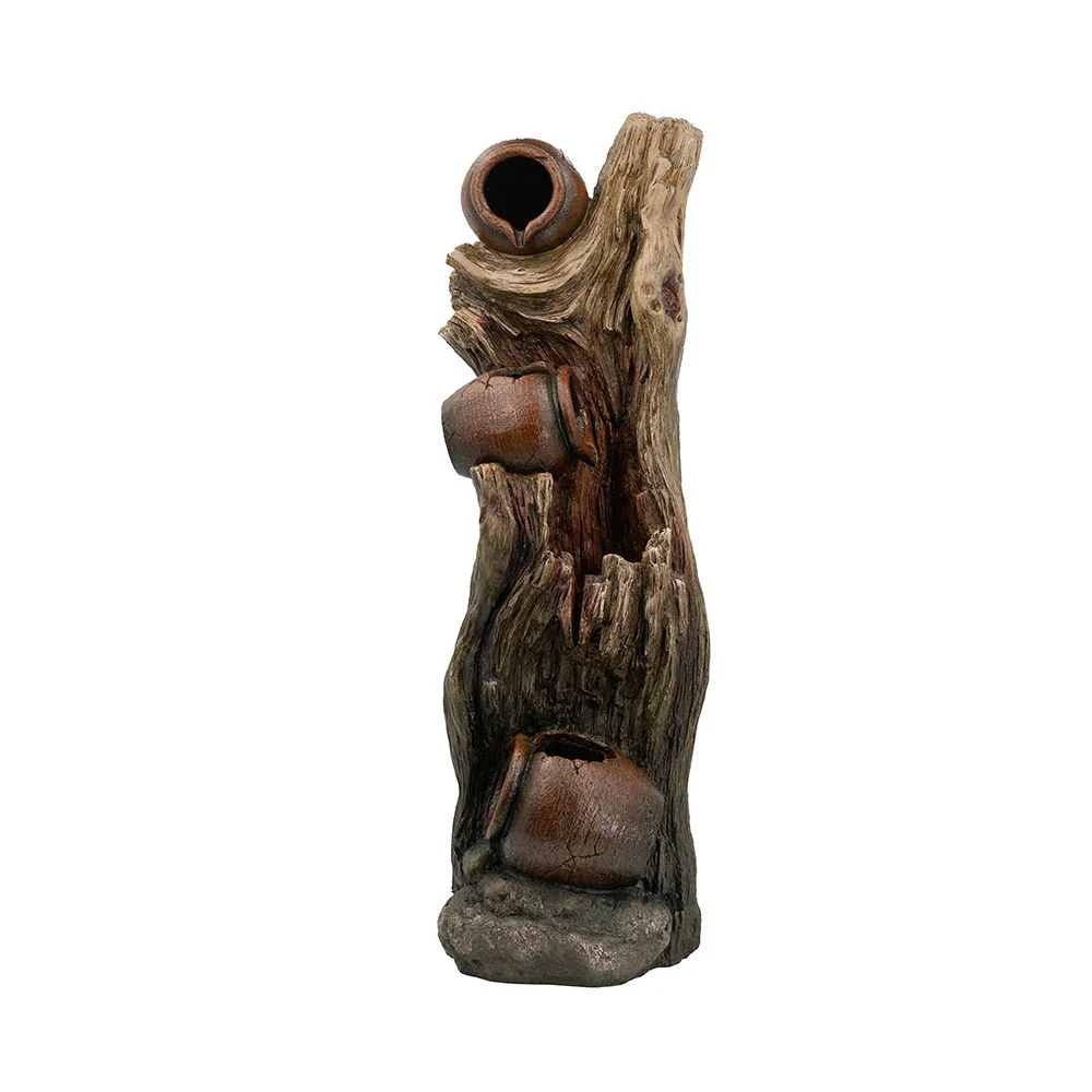 Decorative 3 Tier Tree Trunk Fountain With Lights And Pump - Brown - Image 4