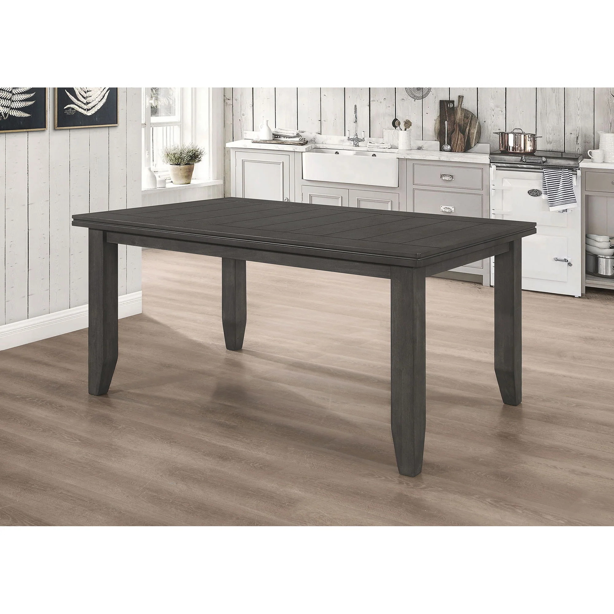 Dexter - Rectangular Plank Top Dining Table - Dark Gray - Image 2
