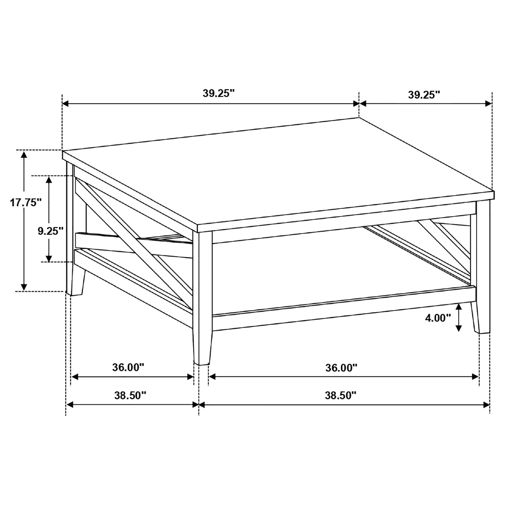 Evanston - Square Coffee Table With Shelf - White - Image 3
