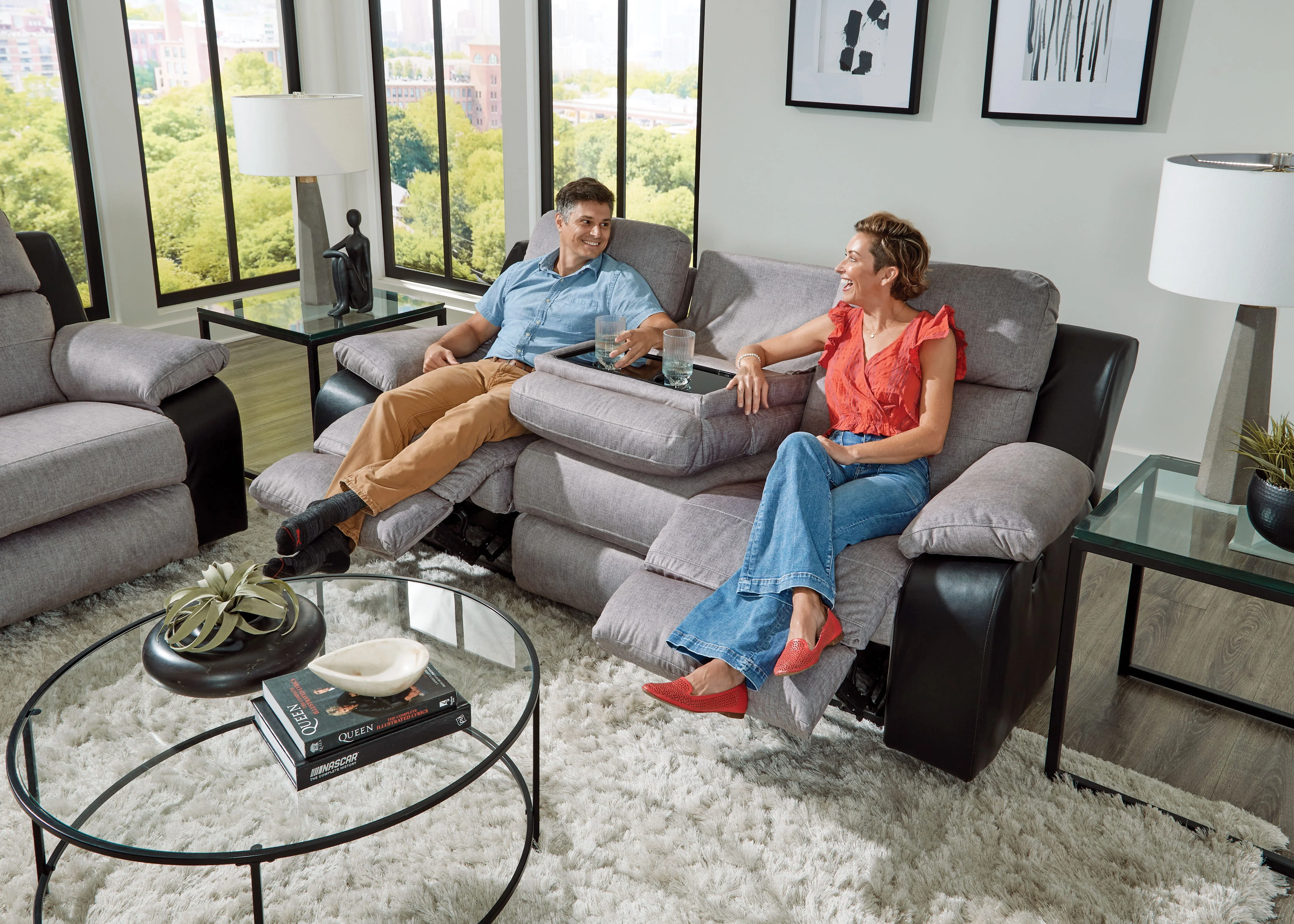 Felix - Sofa With 3 Recliners & Drop Down Table - Image 3