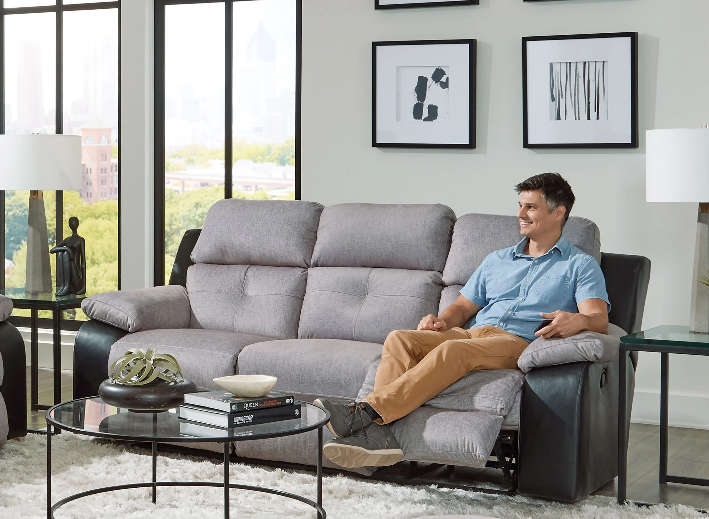 Felix - Sofa With 3 Recliners & Drop Down Table - Image 4