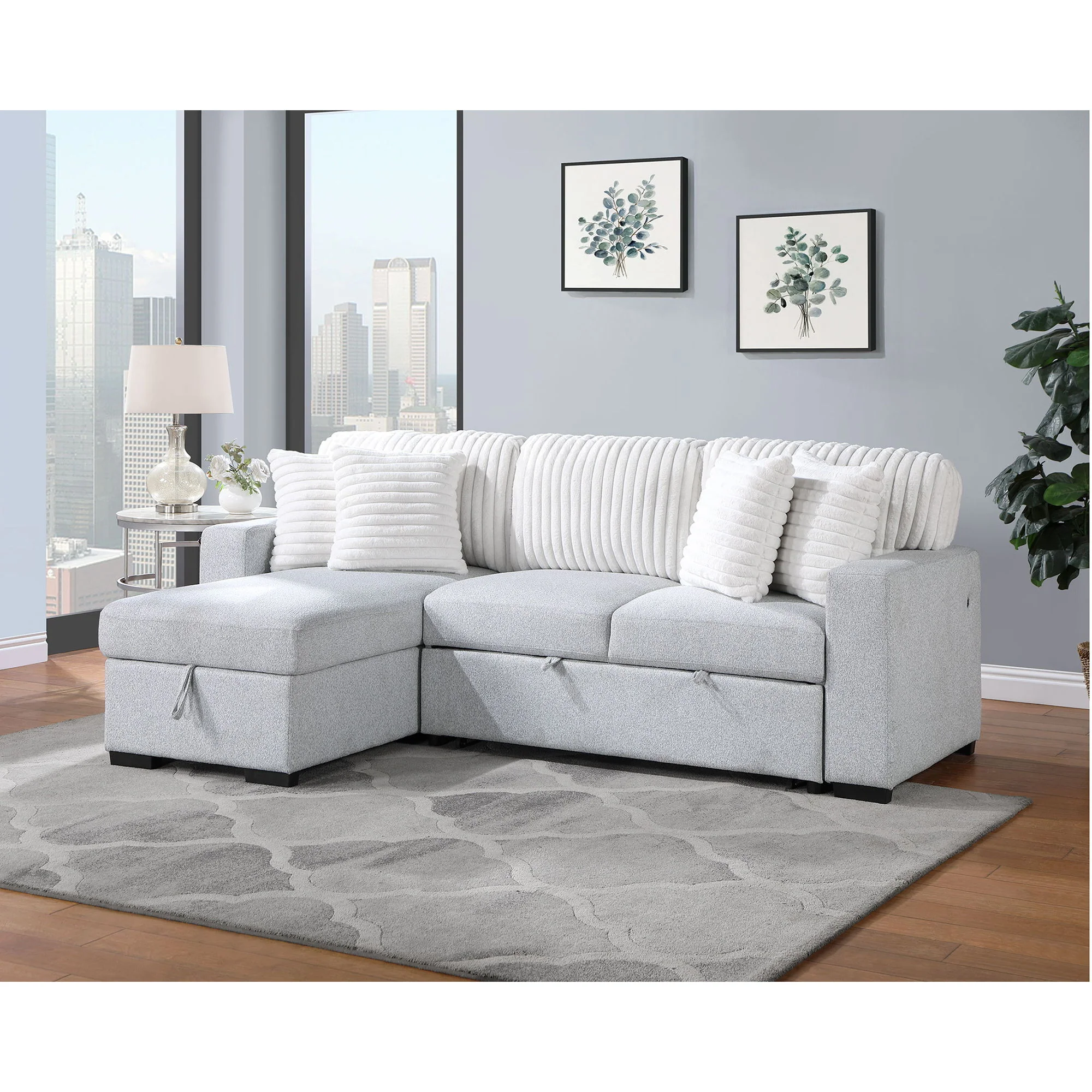 Ford - Reversible Pull Out Sofa Bed - Light Gray - Image 3