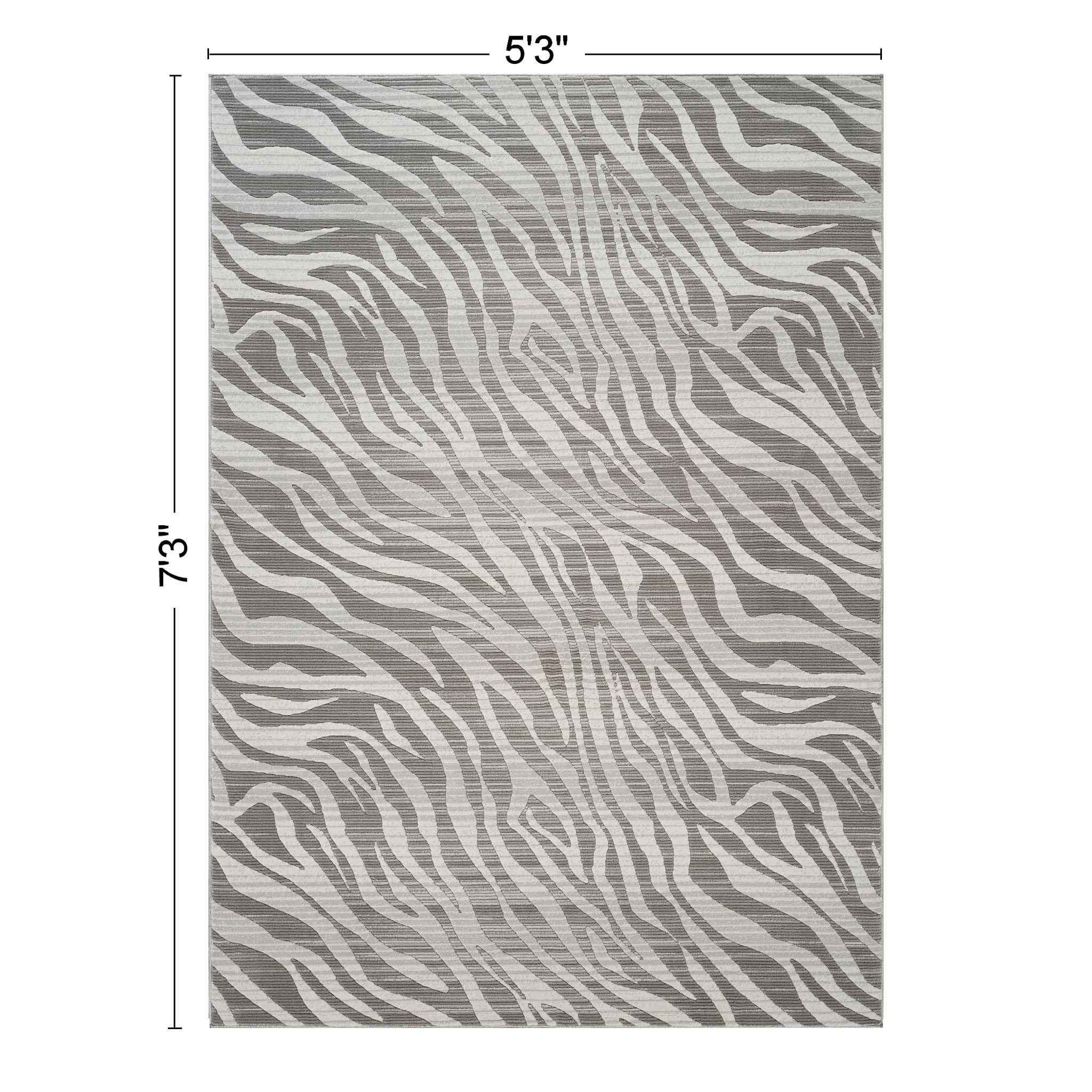 Geometrix - 5'3" X 7'3" Area Rug Geometric & 3D Effect - Ivory / Gray - Image 2