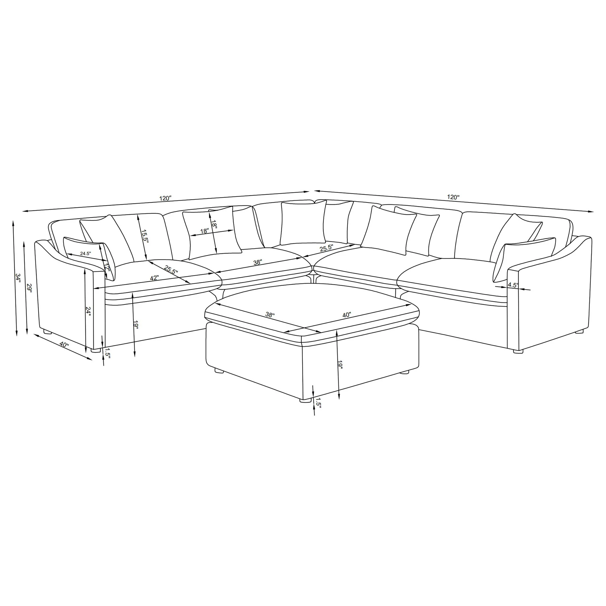 Greeley - 6 Piece Upholstered Modular Sectional Sofa - Ivory - Image 2