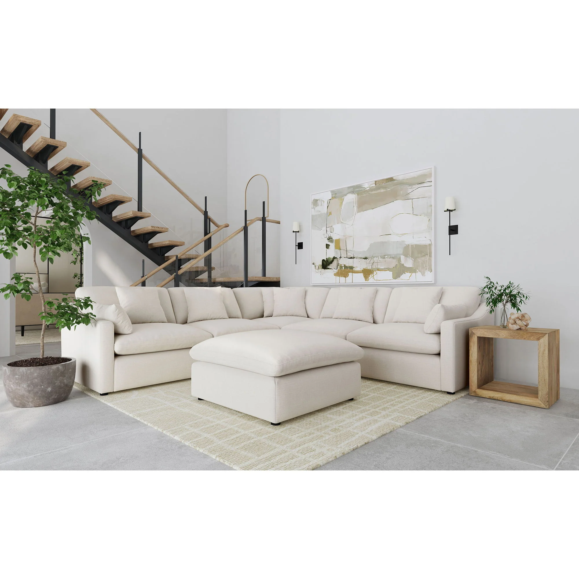 Greeley - 6 Piece Upholstered Modular Sectional Sofa - Ivory - Image 4
