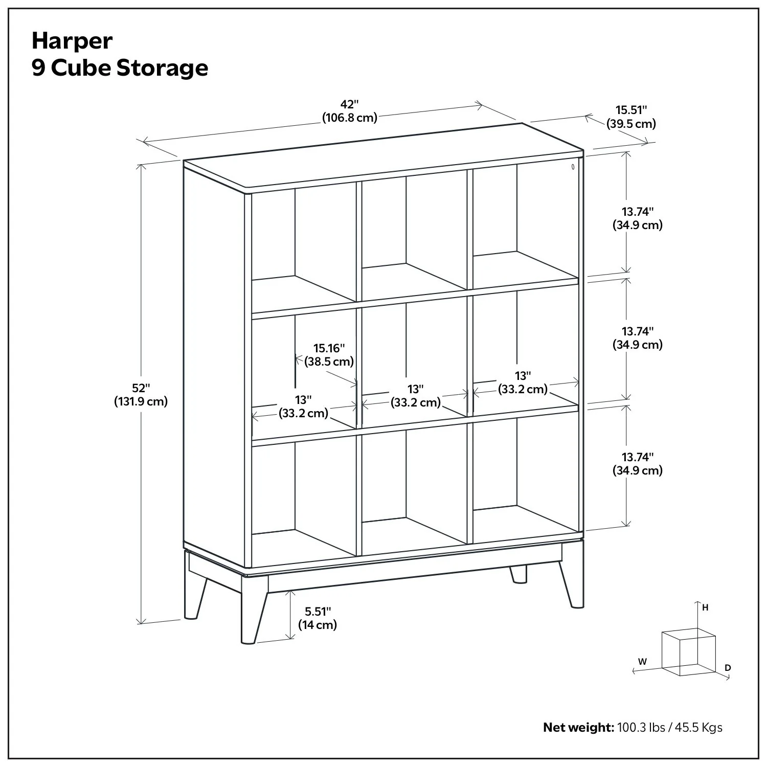 Harper - 9 Cube Storage - Walnut Brown - Image 3