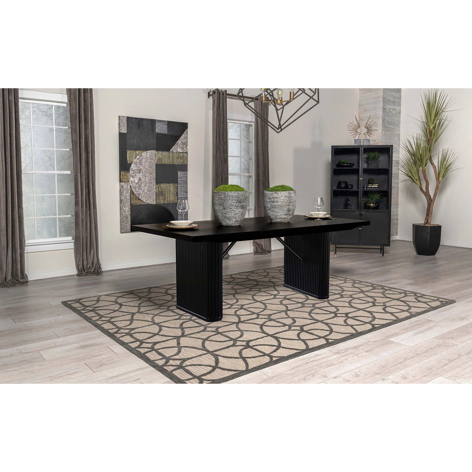 Houston - Rectangular Double Dining Table Top - Black - Image 2