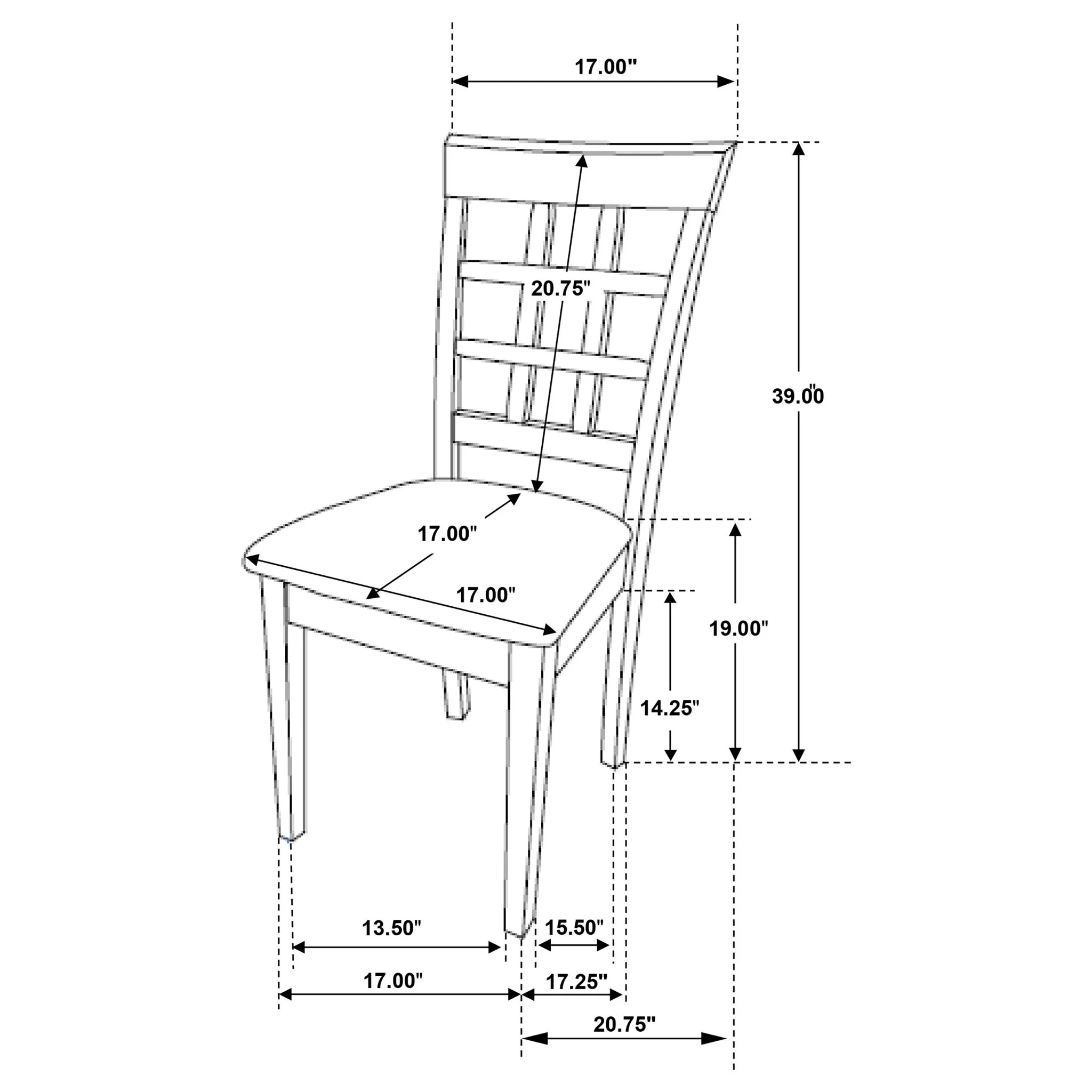 Lattice Back Dining Chair (Set of 2) - Brown - Image 3
