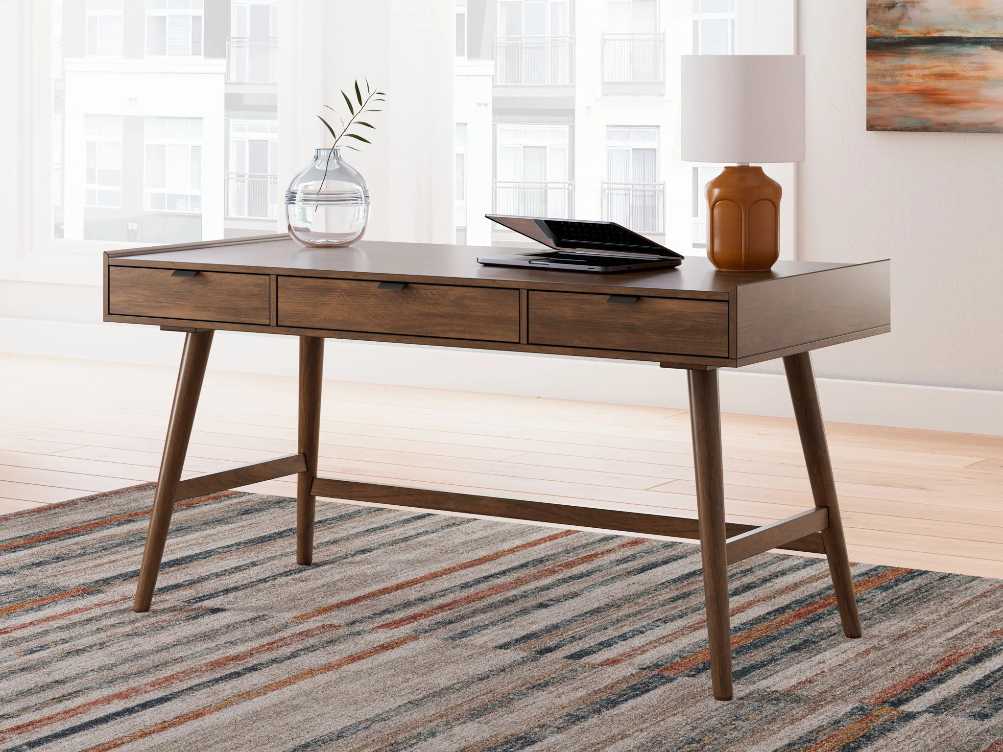 Lyncott - Home Office Desk - Brown - Image 4