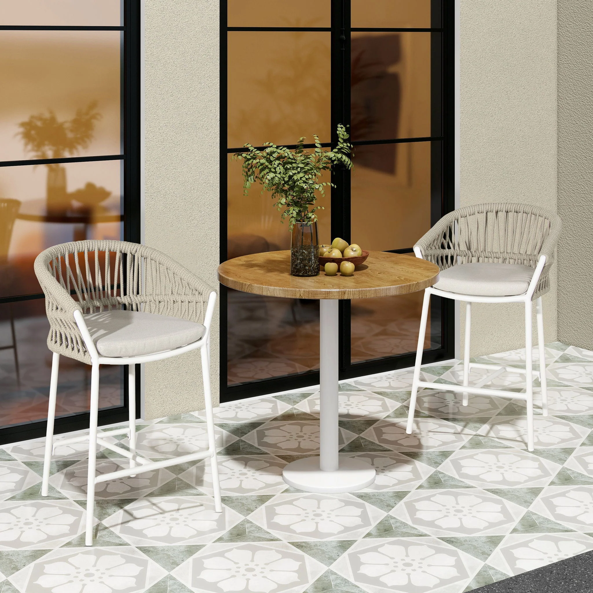 Maiden - Patio Counter Stool Sunproof Olefin (Set of 2) - Image 2