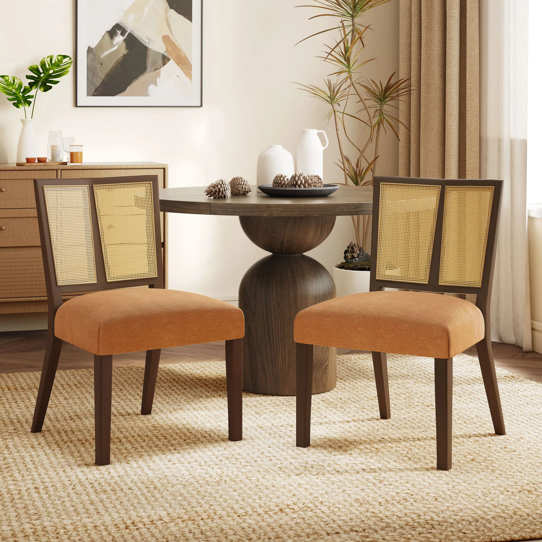 Mid Century Rattan Dining Chair Without Arms Set - Image 5