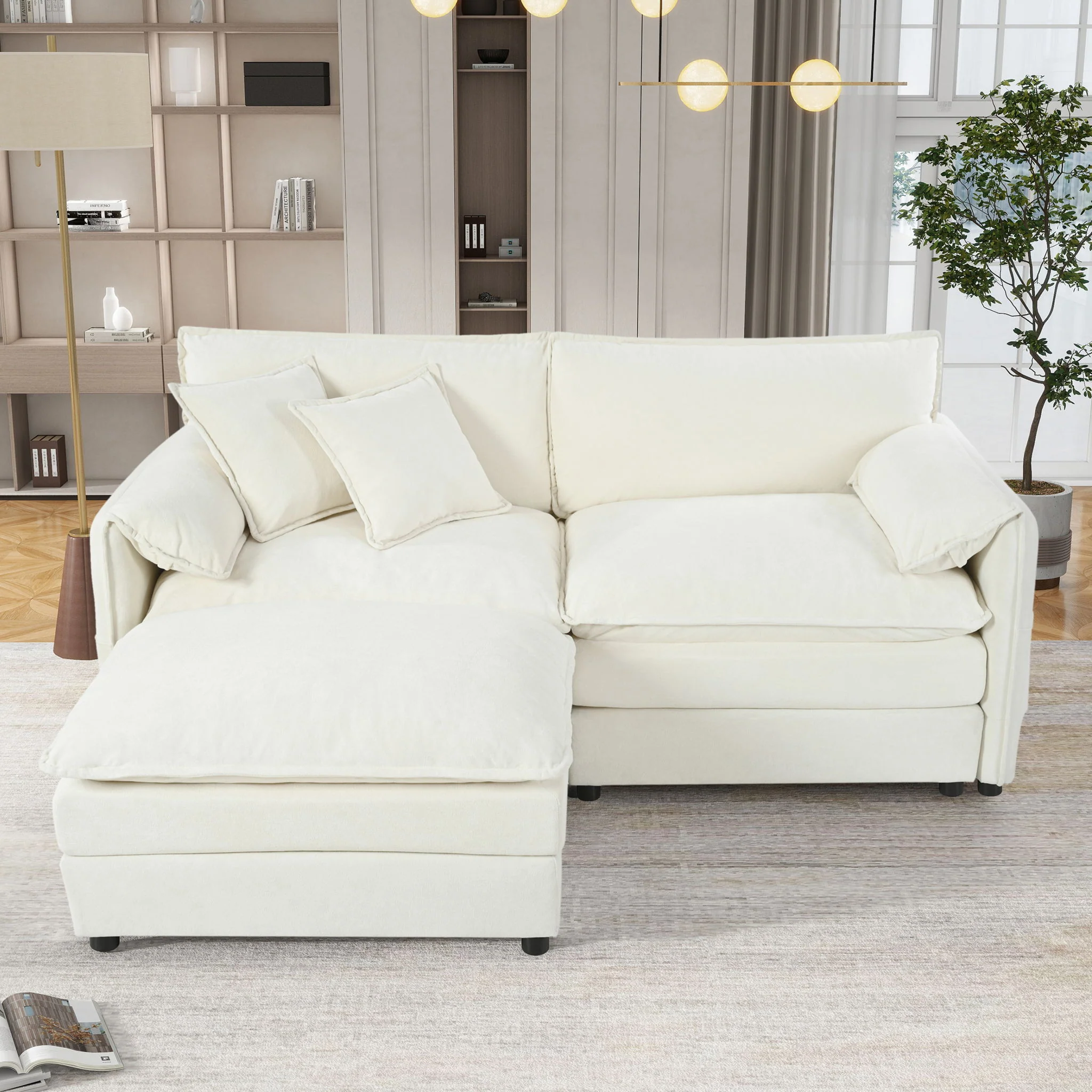 Modern Comfy Deep Seat Modular Sectional Sofa Cloud Couch With Ottoman - Image 14