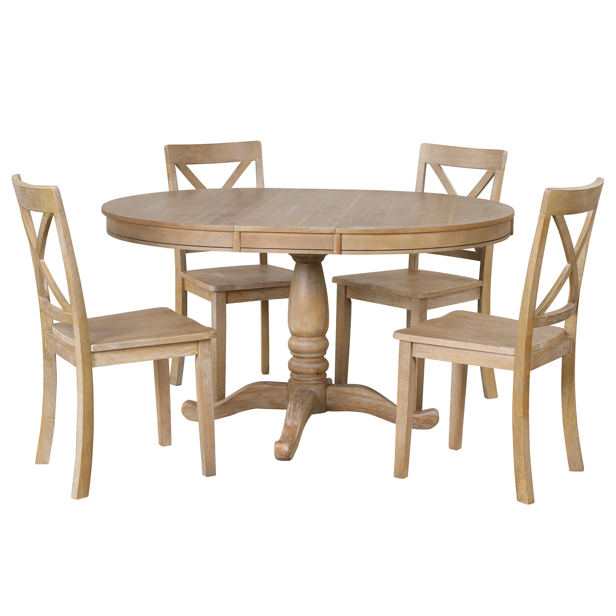 Modern Dining Table Set For 4, Round Table And 4 Kitchen Room Chairs, 5 Piece Kitchen Table Set For Dining Room, Dinette, Breakfast Nook - Image 2