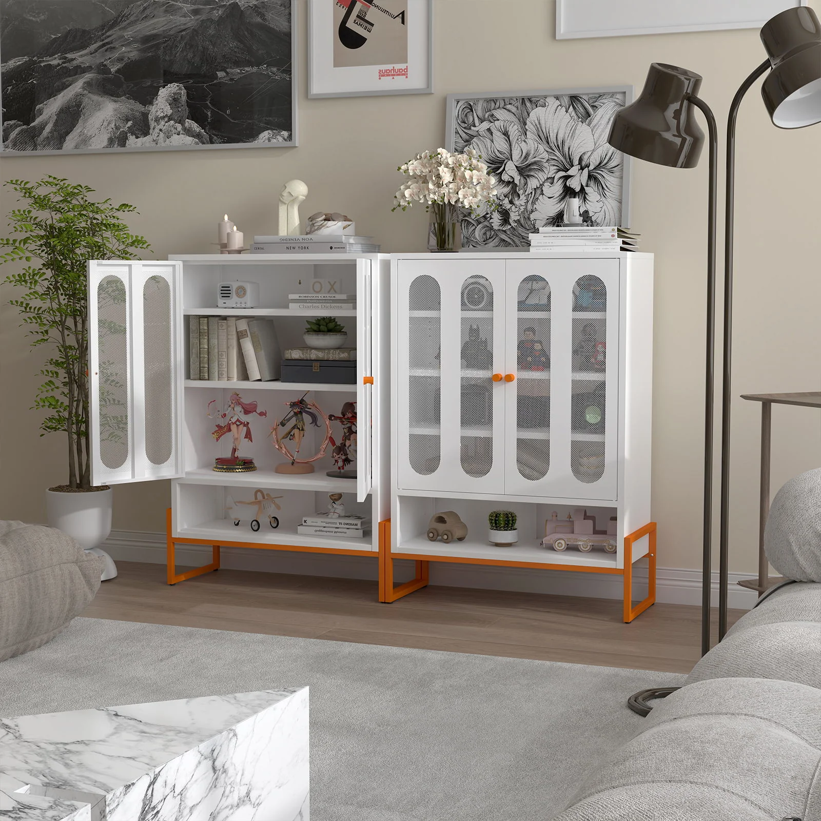 Modern Metal Shoe Cabinet With DoublebSided Doors And Adjustable Partitions - Image 8