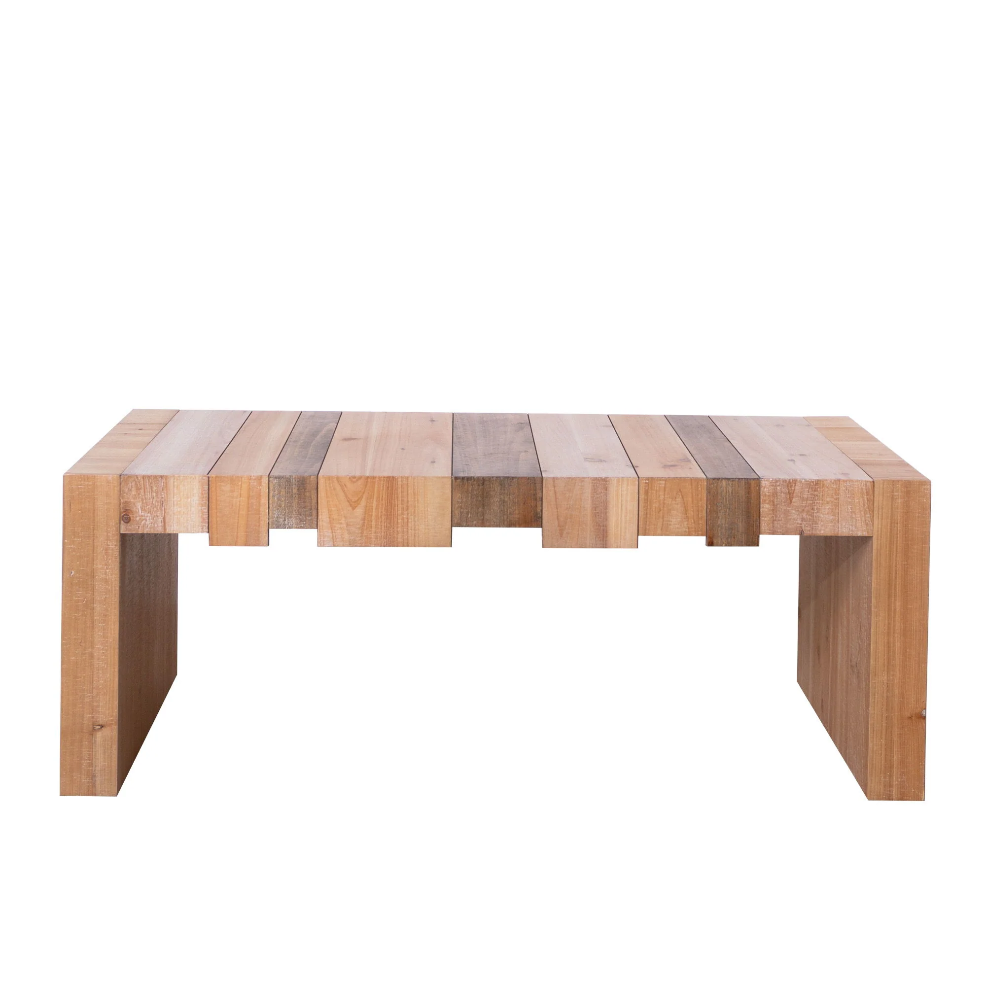 Modern Rustic Table With Sculpted Block Design - Image 2