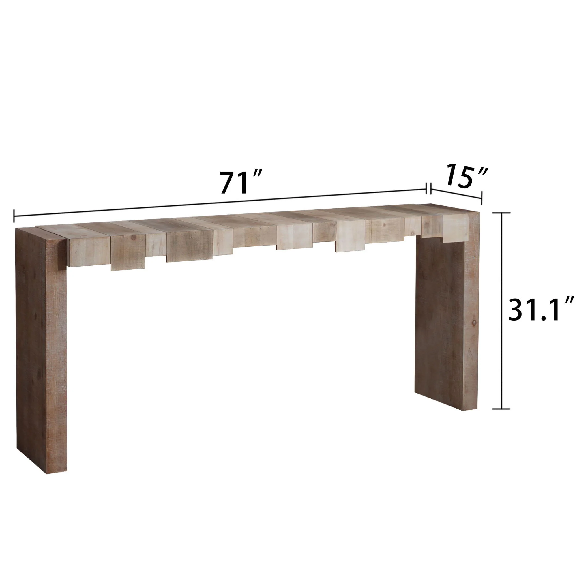 Modern Rustic Table With Sculpted Block Design - Image 8
