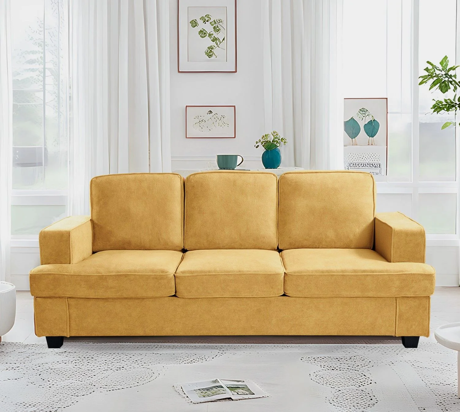 Modern Sofa, Comfortable 3 Seater Couch With Deep Seating, Loose Back Cushions, Wide Arms - Image 14
