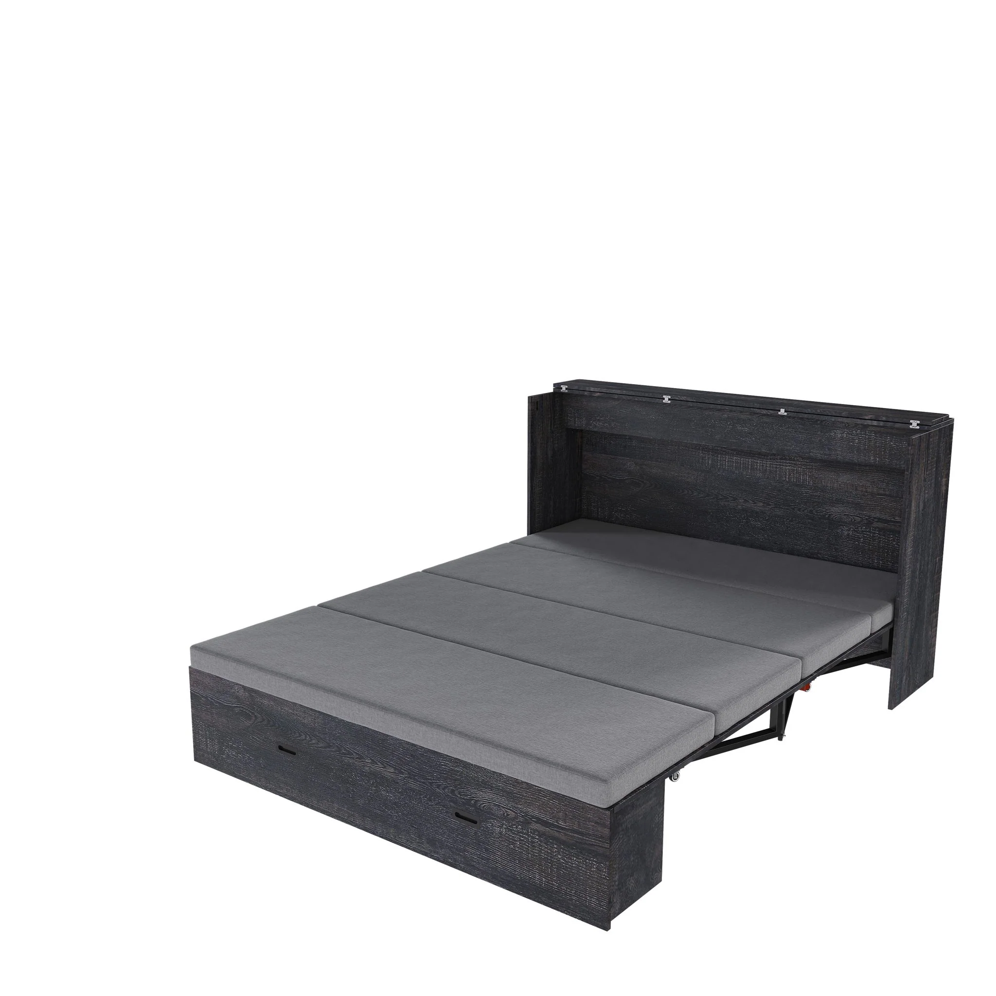Murphy Bed With Storage Drawers And Charging Cabinet, Foldable Panels, Swivel Wheels - Image 3