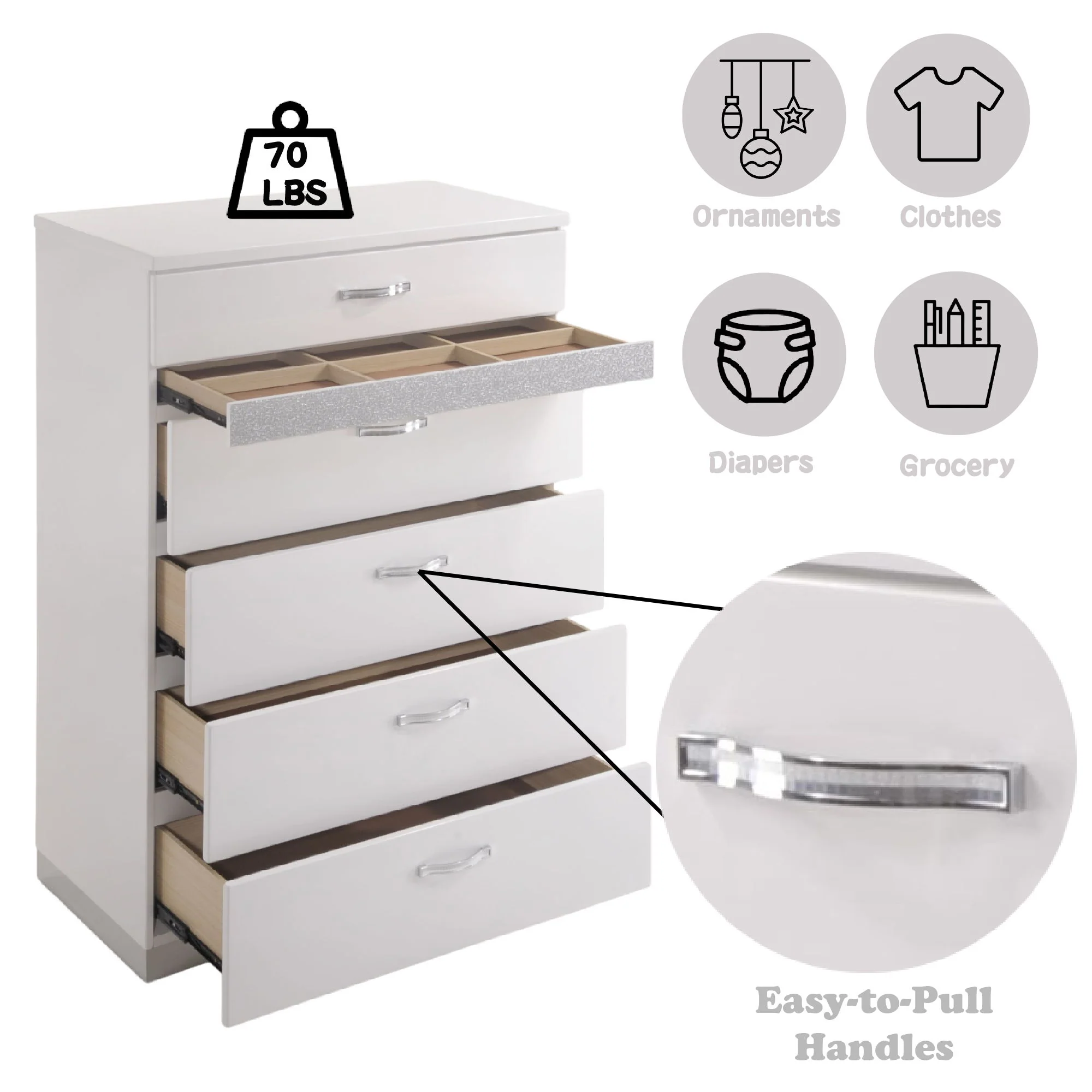 Naima II - High Gloss Chest - White - Image 3