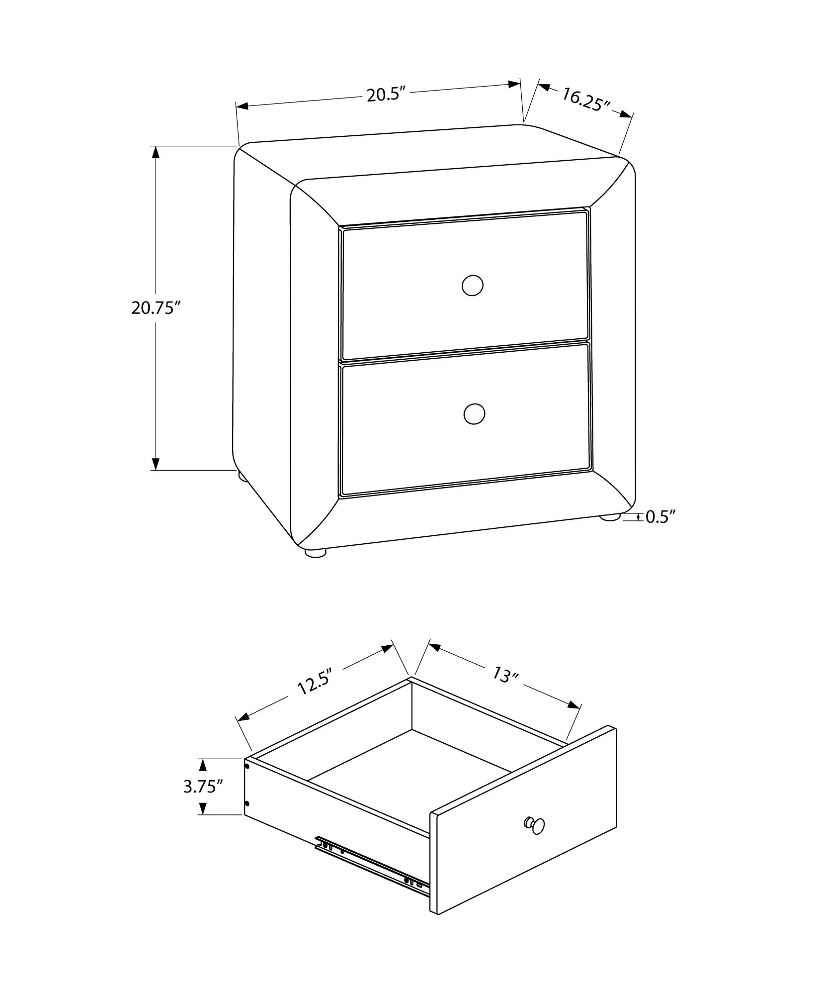Nightstand, Storage Drawer Versatile Use, Upholstered, Transitional - Image 14