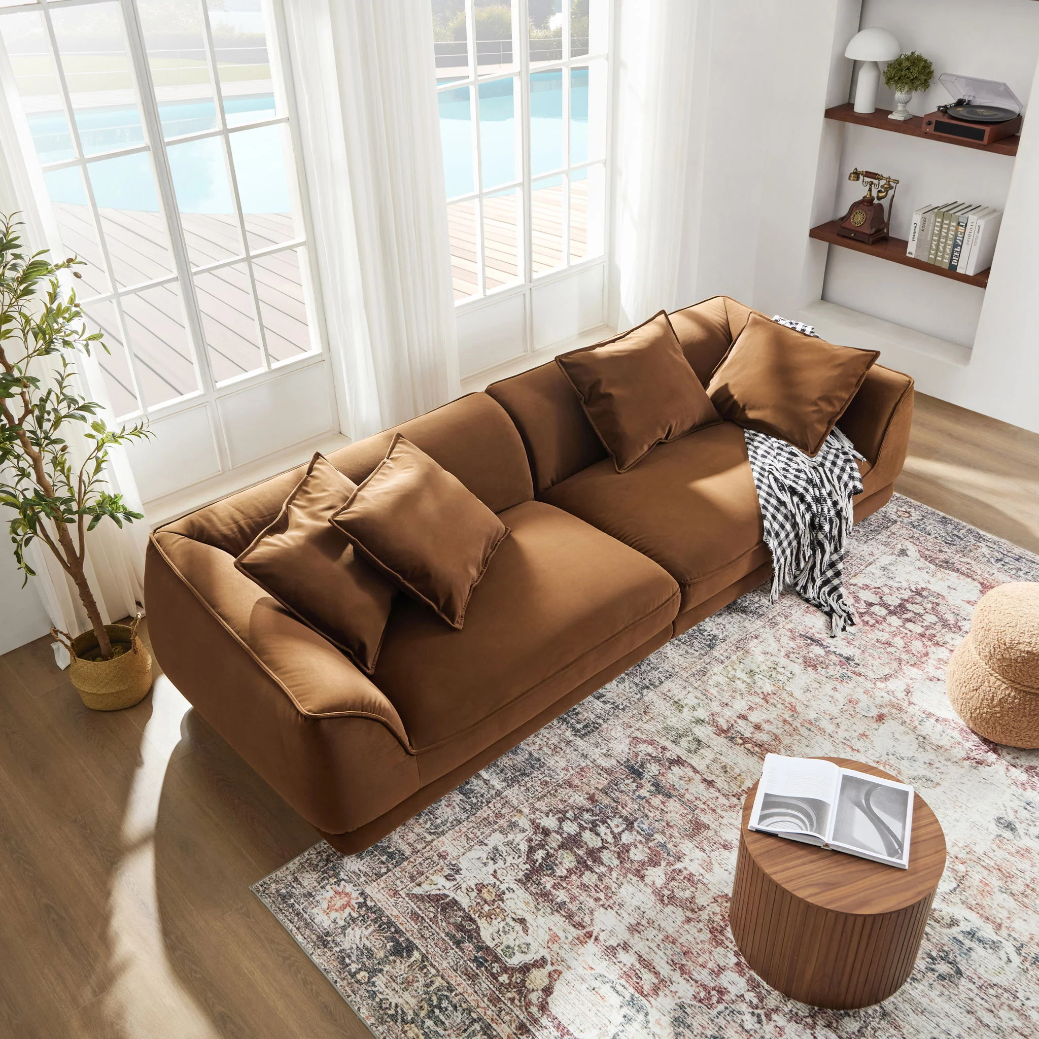 Nordic Modern Sofa With Removable Pillowcase, High Density Sponge Filling, 4 Throw Pillows - Image 2