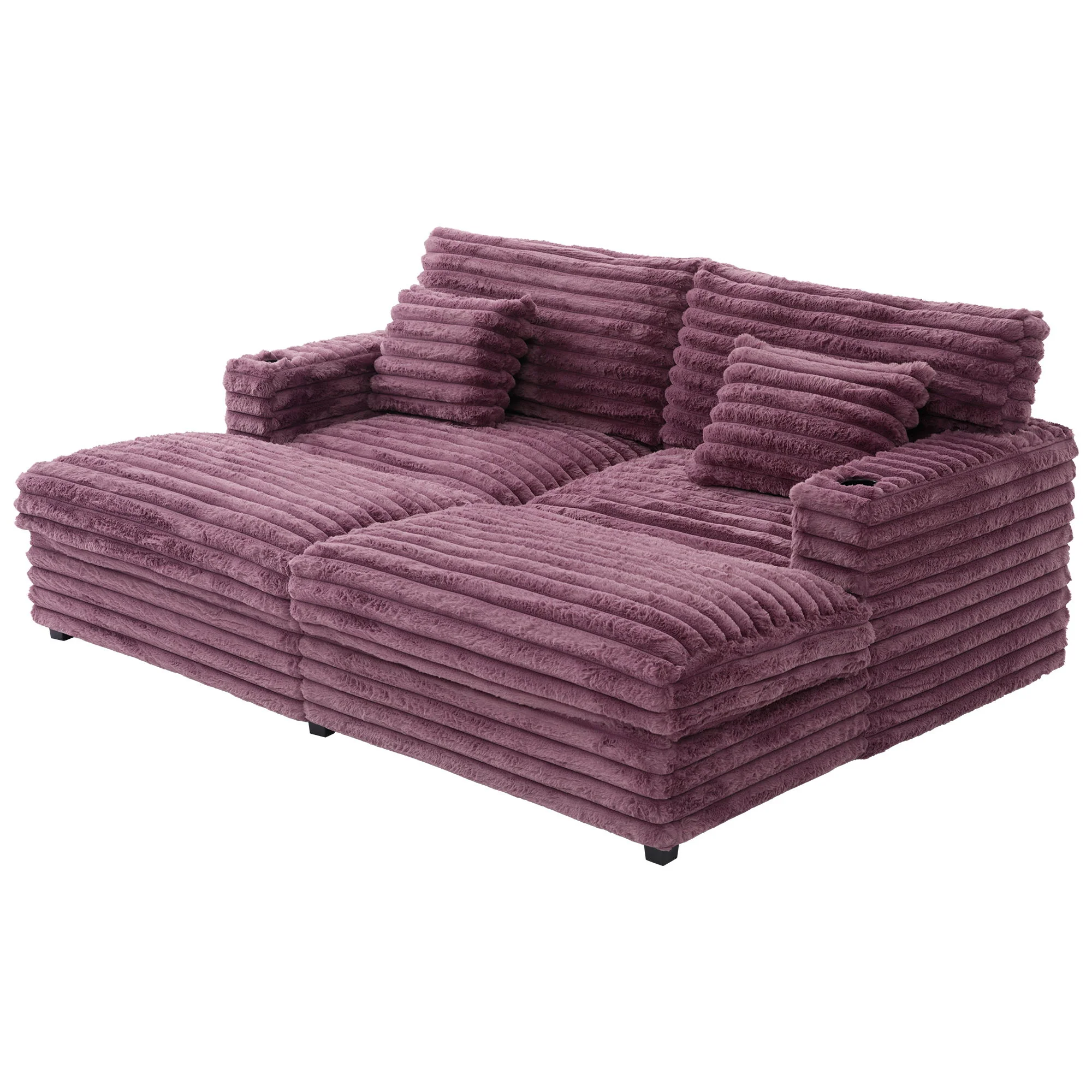 Oversized Double Chaise Lounge Sofa Bed With USB Ports And Cup Holders - Image 3